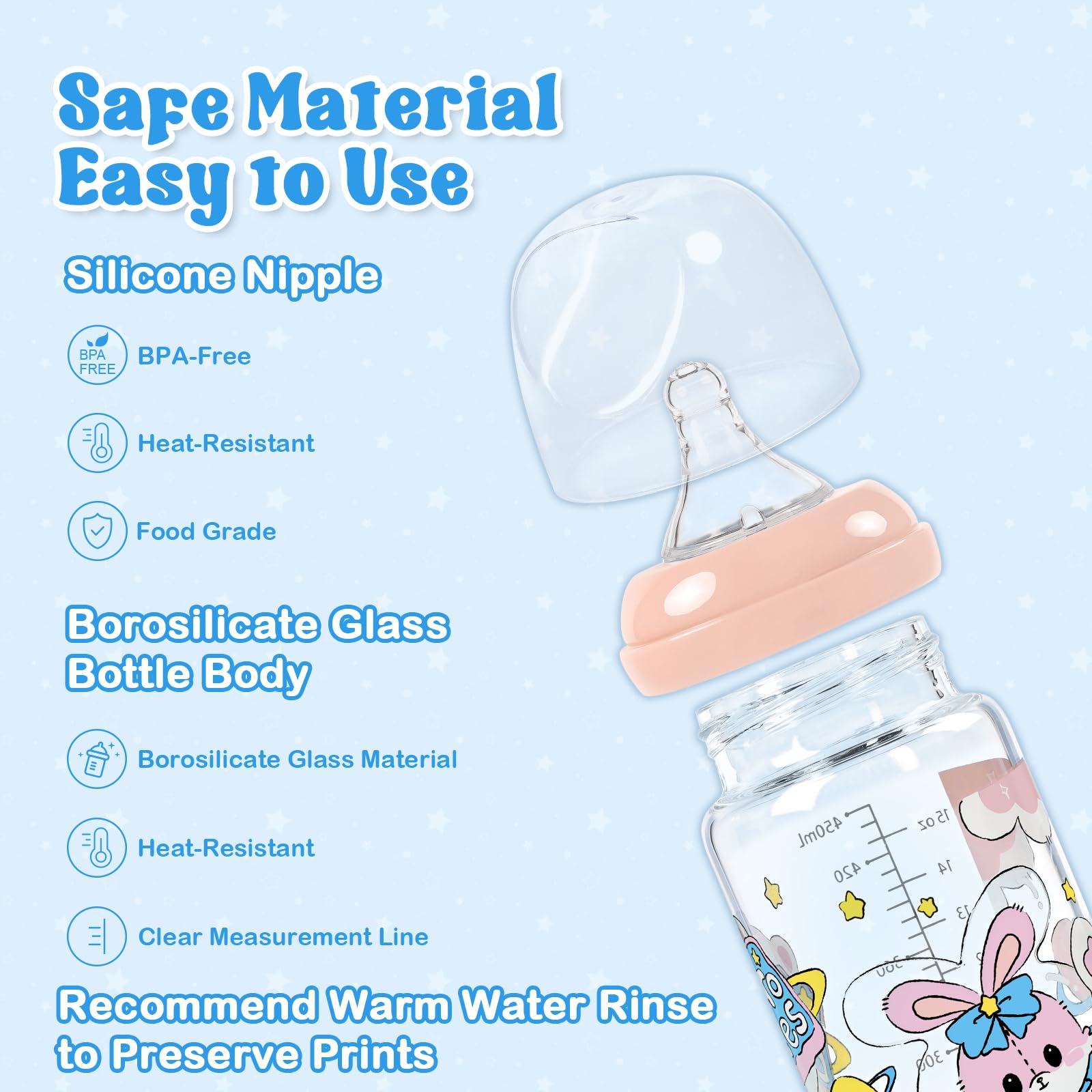 LittleForBig Adult Baby Bottle Ultra Printed Specialty Oversized Glass Feeding Baby Astros Pattern - Image 4