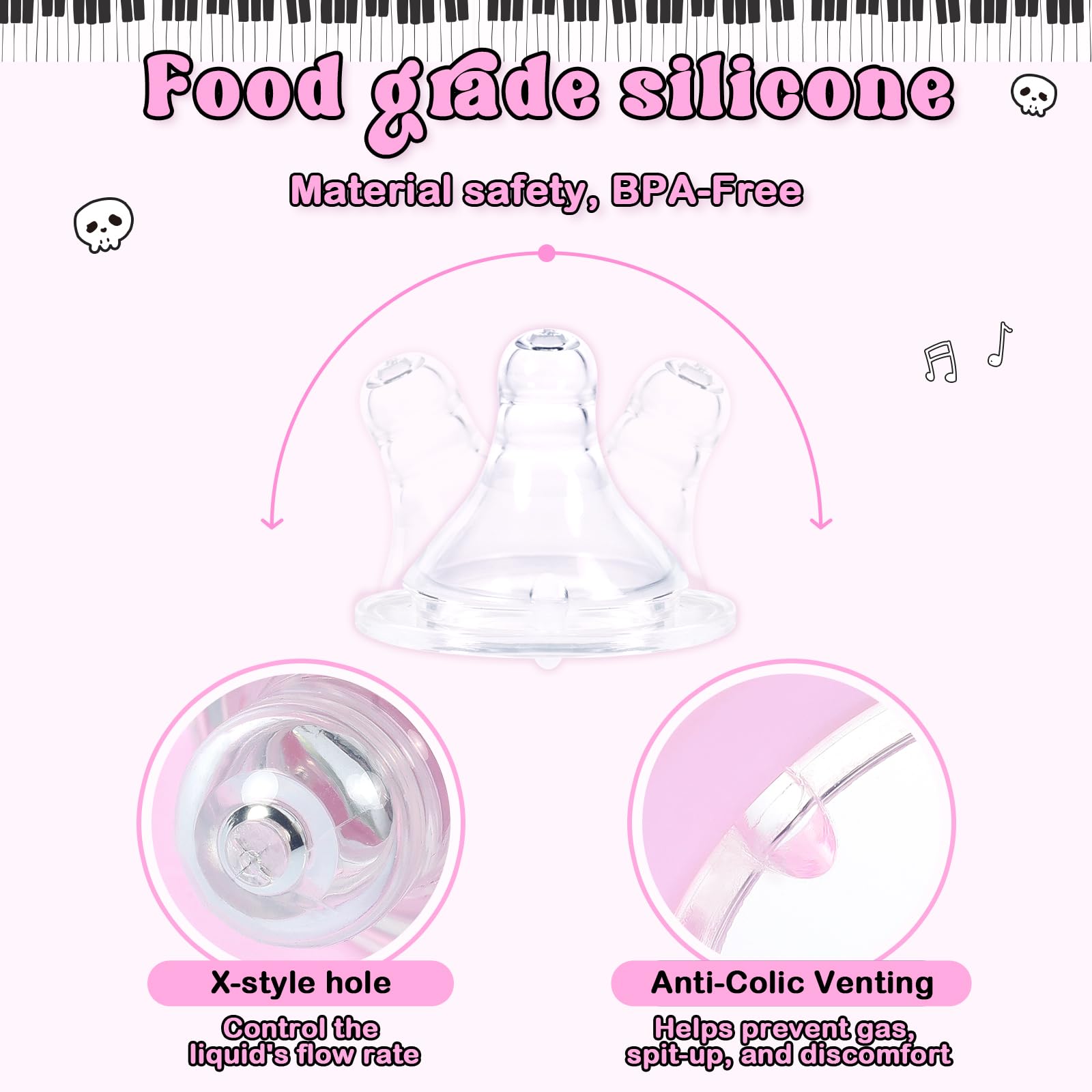 LittleForBig Adult Baby Bottle Ultra Printed Specialty Oversized Glass Feeding Bella Goth Brat Pattern - Image 3