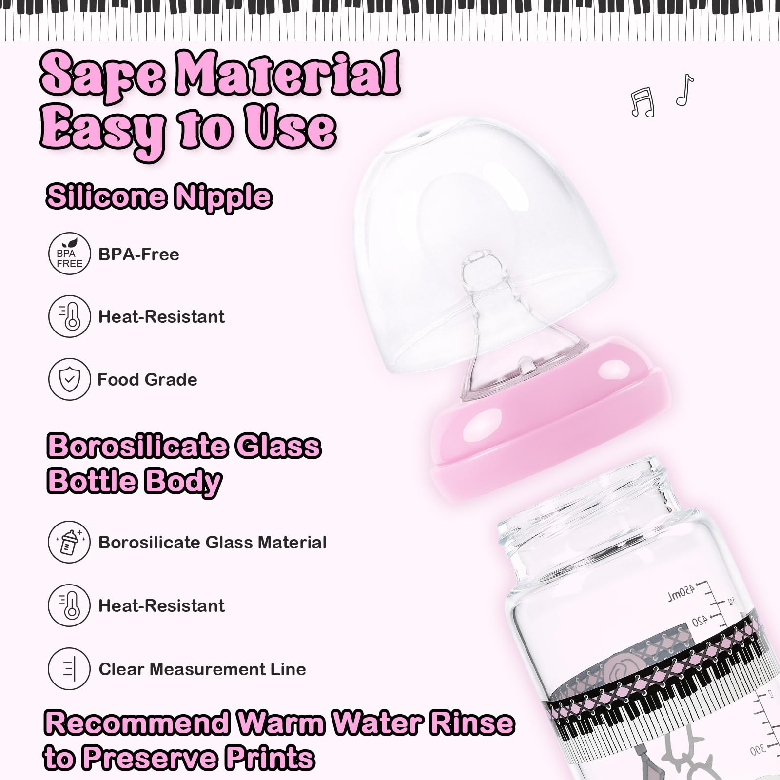 LittleForBig Adult Baby Bottle Ultra Printed Specialty Oversized Glass Feeding Bella Goth Brat Pattern - Image 4