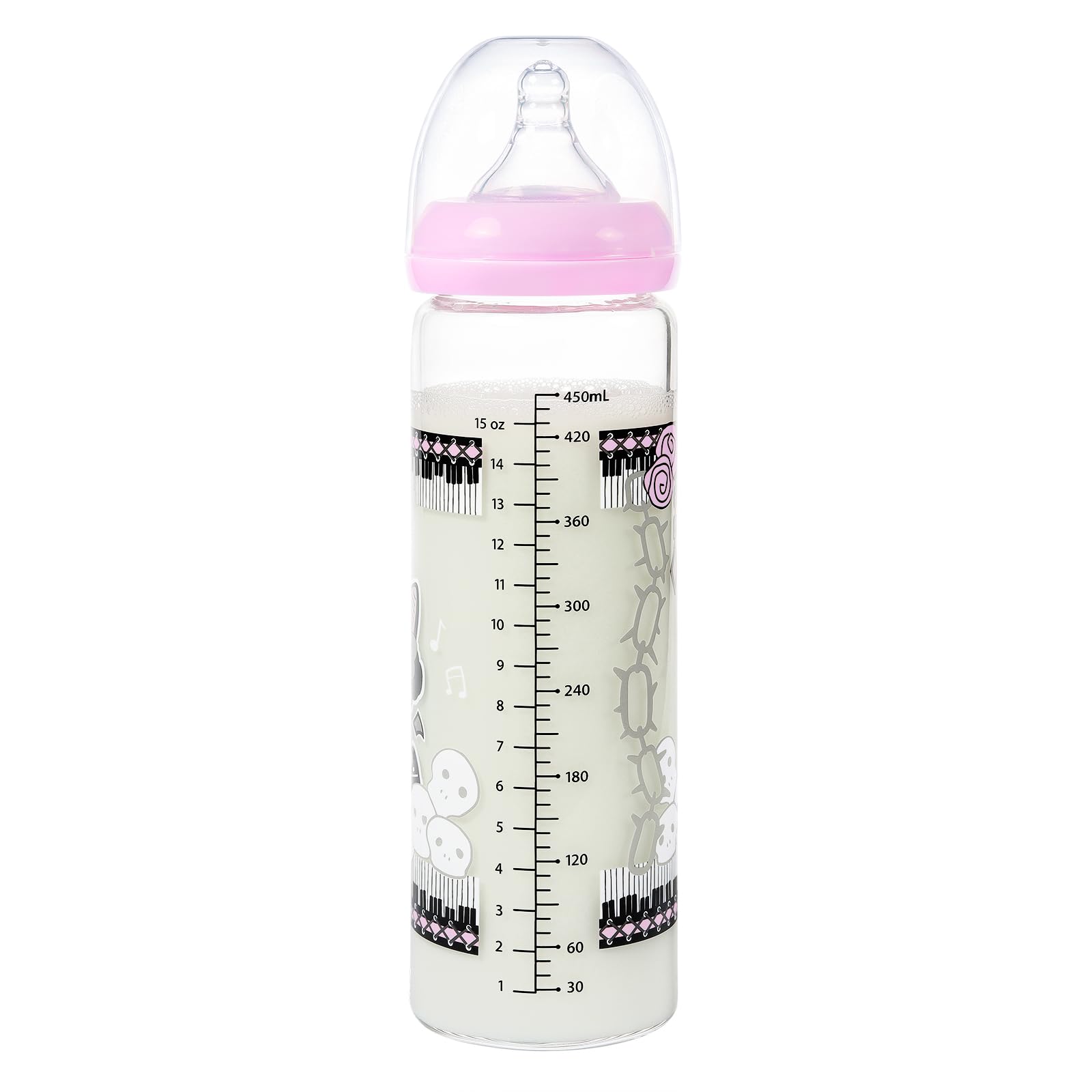 LittleForBig Adult Baby Bottle Ultra Printed Specialty Oversized Glass Feeding Bella Goth Brat Pattern - Image 6