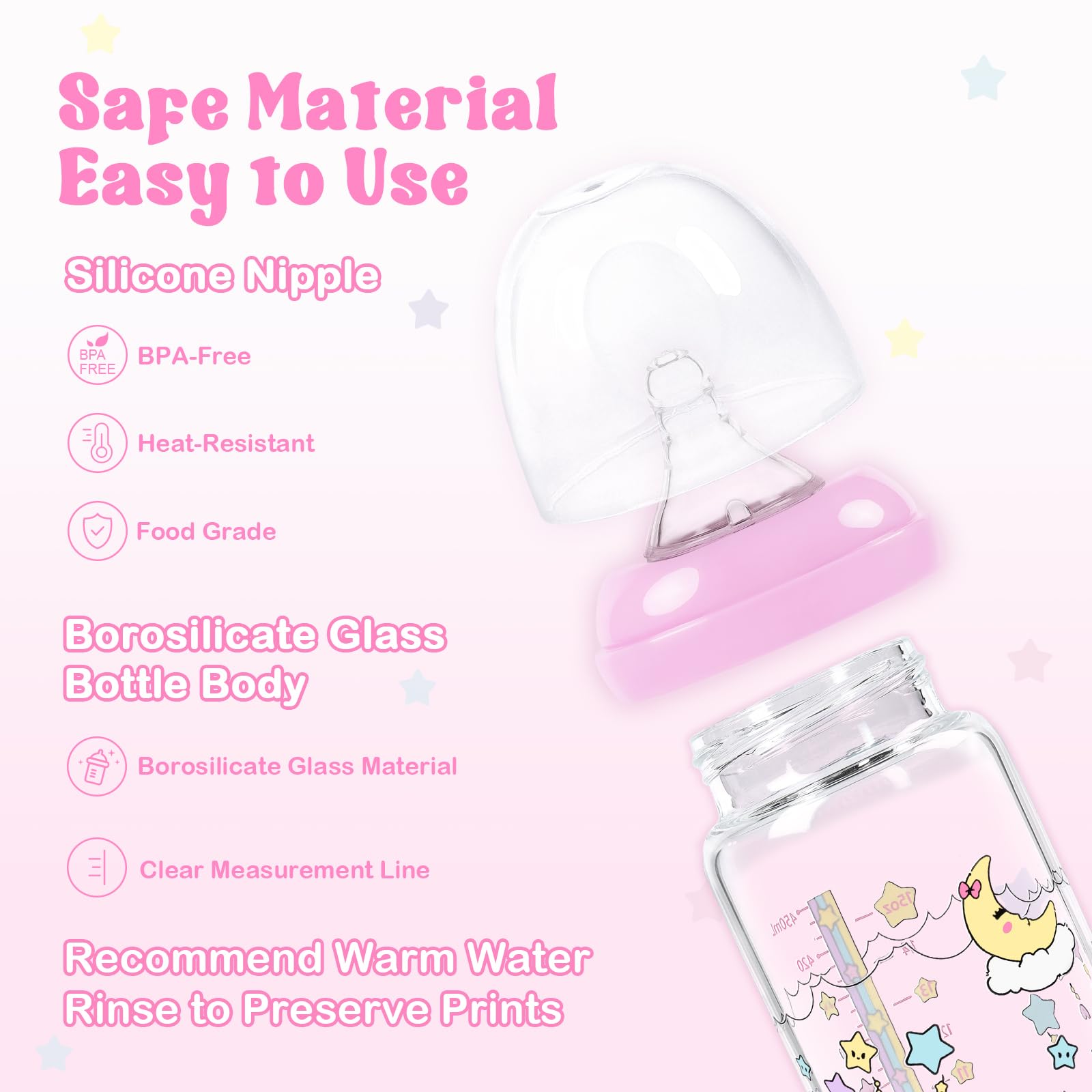 LittleForBig Adult Baby Bottle Ultra Printed Specialty Oversized Glass Feeding Fairy Littles in Dreamland Pattern - Image 4