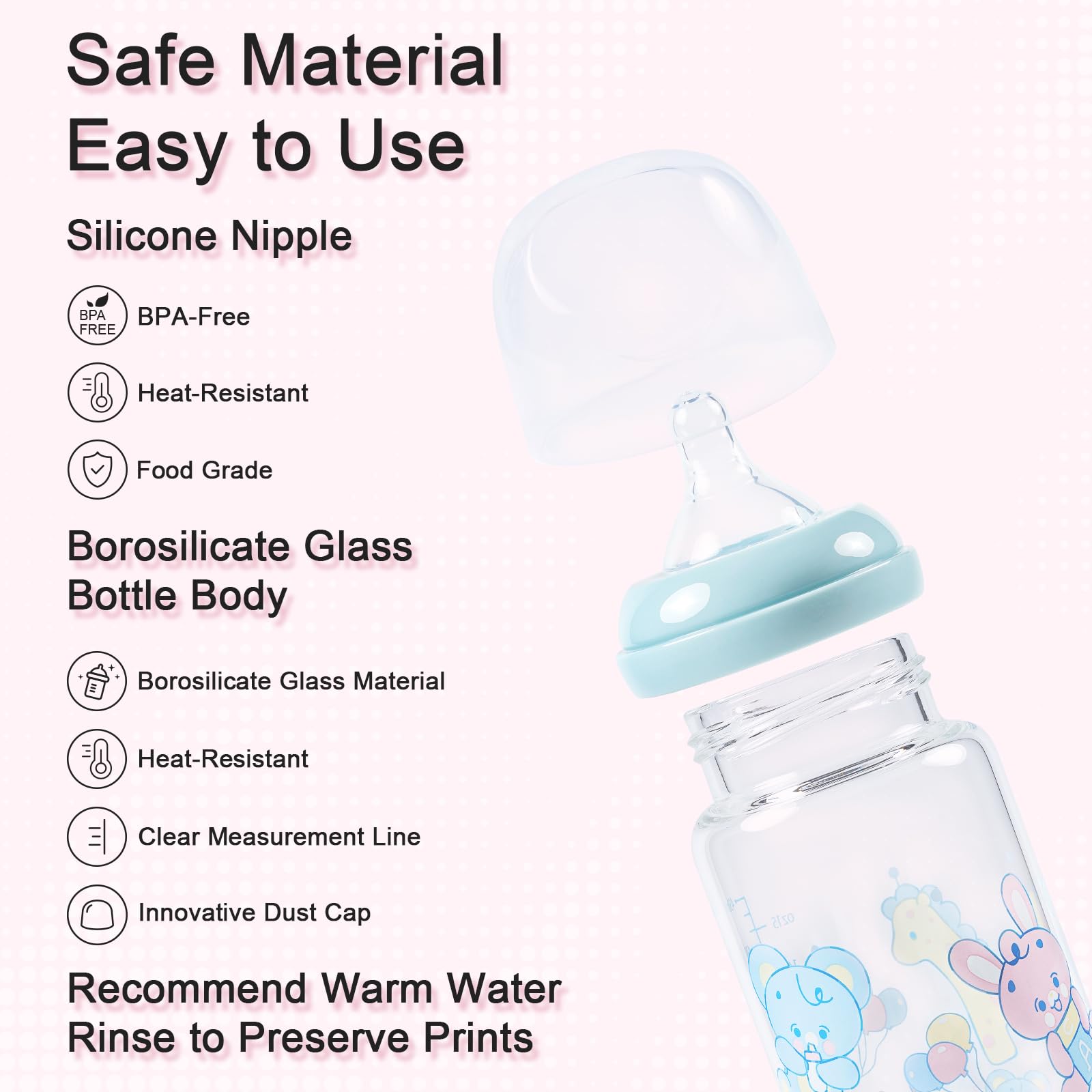 LittleForBig Adult Glass Feeding Bottle Ultra Printed Specialty Oversized Baby Parade Pattern - Image 4