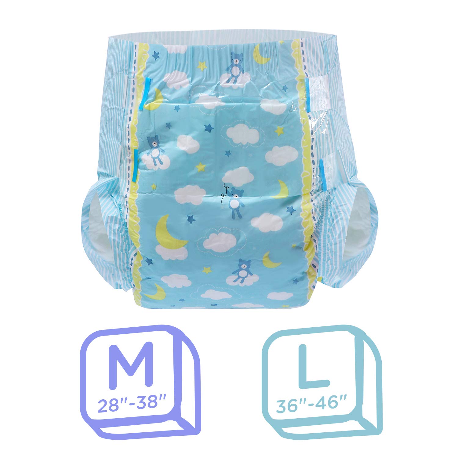Littleforbig Adult Printed Diaper 10 Pieces - Little Dreamers (Large 36"-46") - Image 3