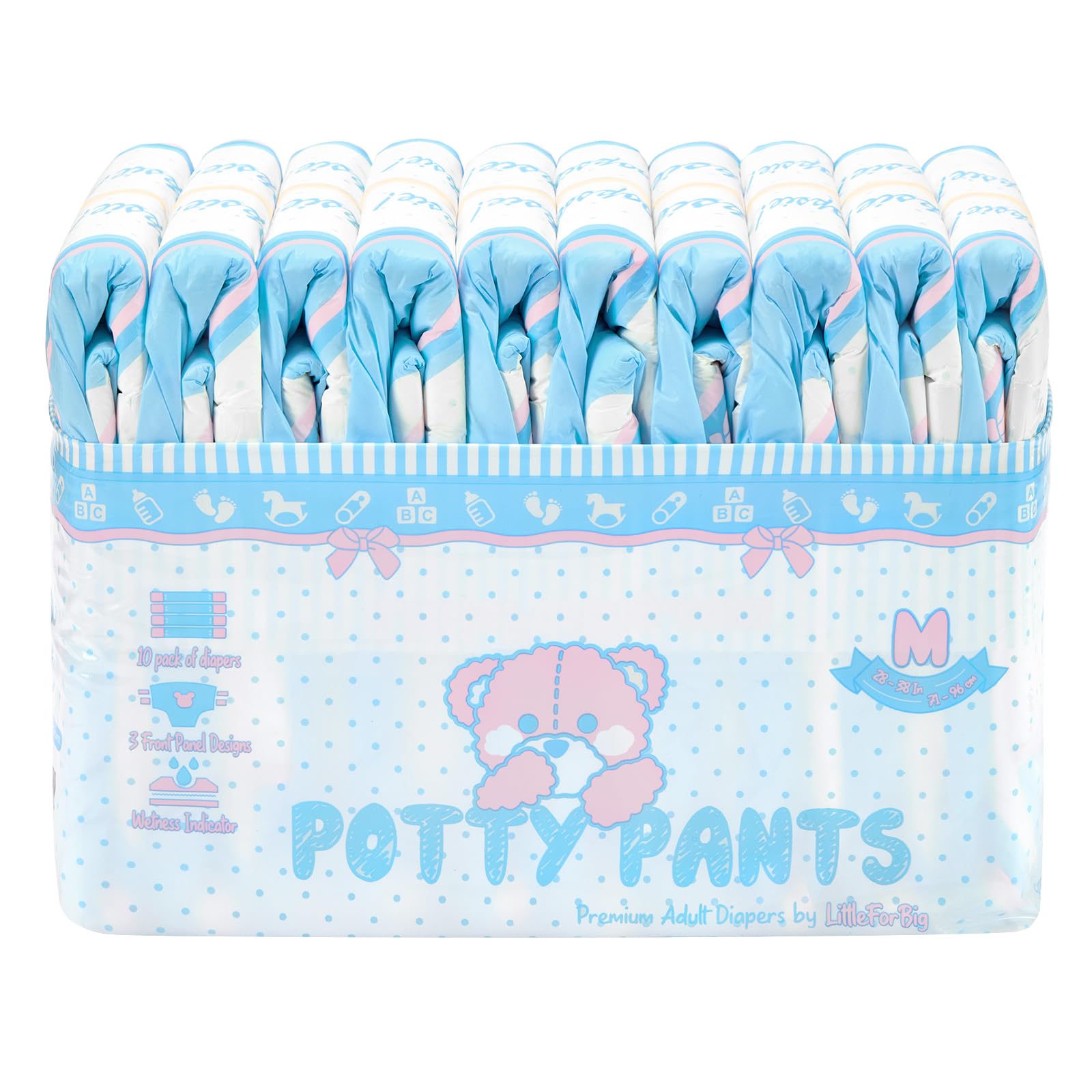 Littleforbig Adult Printed Diaper 10 Pieces - Potty Pants (Medium 28"-38") - Image 6