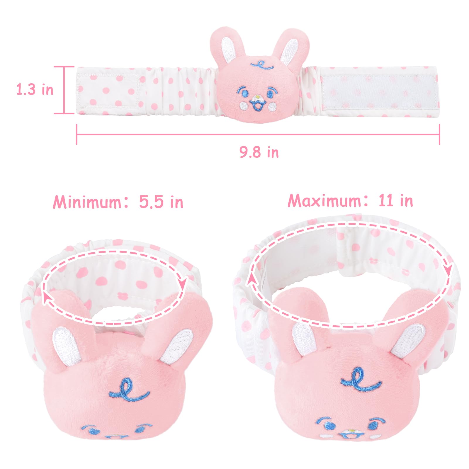 LittleForBig Adult Wrist Rattle Soft Adjustable Bracelet with Bell for Adult - Baby Parade Pattern Pink Bunny - Image 5