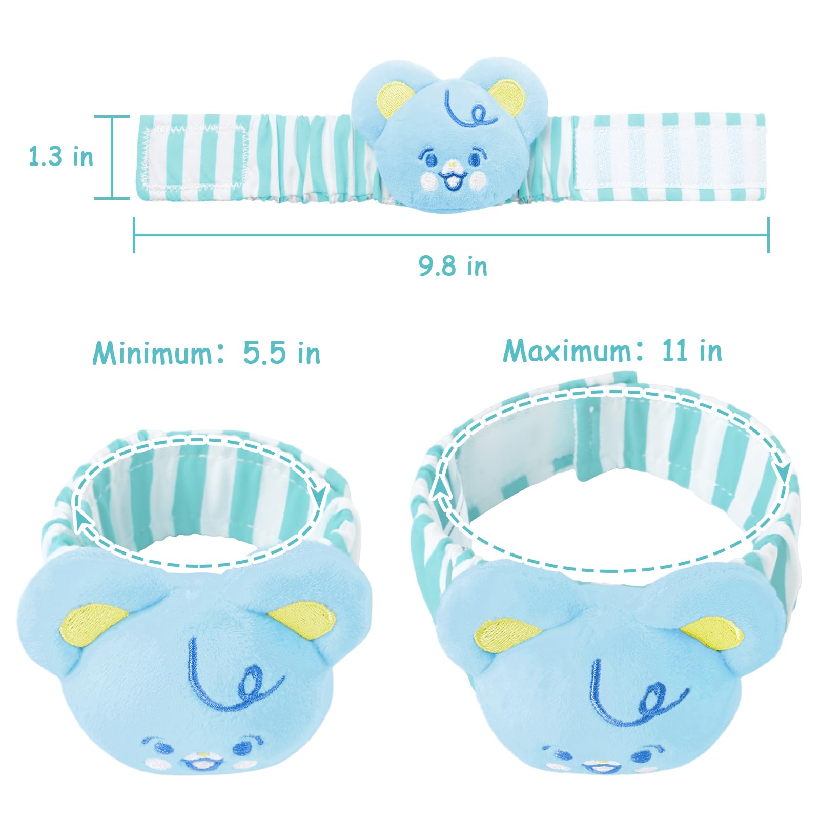 LittleForBig Adult Wrist Rattle Soft Adjustable Bracelet with Bell for Adult - Baby Parade Pattern Blue Bear - Image 5