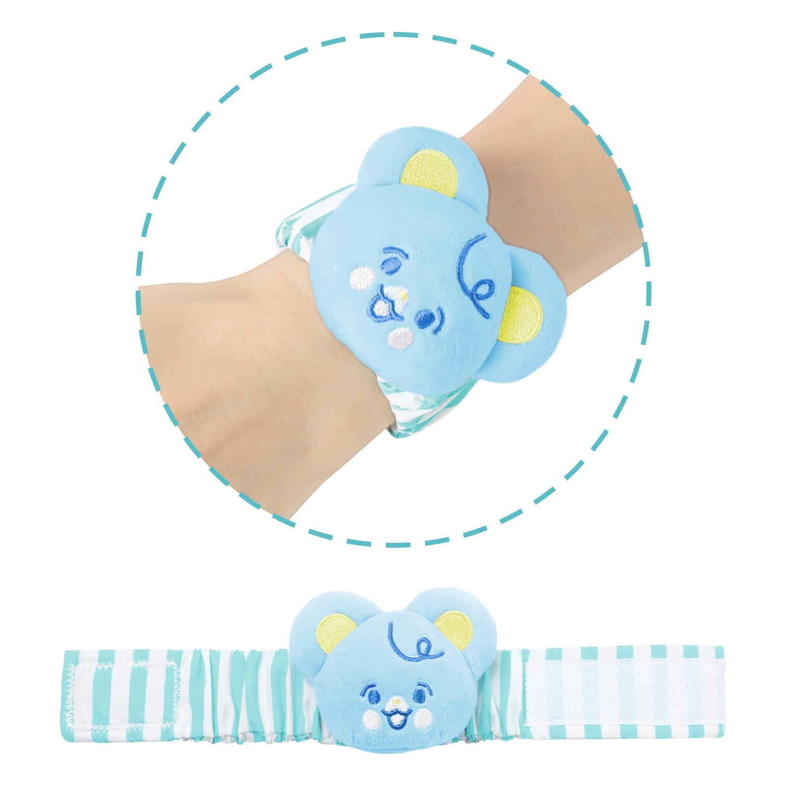 LittleForBig Adult Wrist Rattle Soft Adjustable Bracelet with Bell for Adult - Baby Parade Pattern Blue Bear - Image 6
