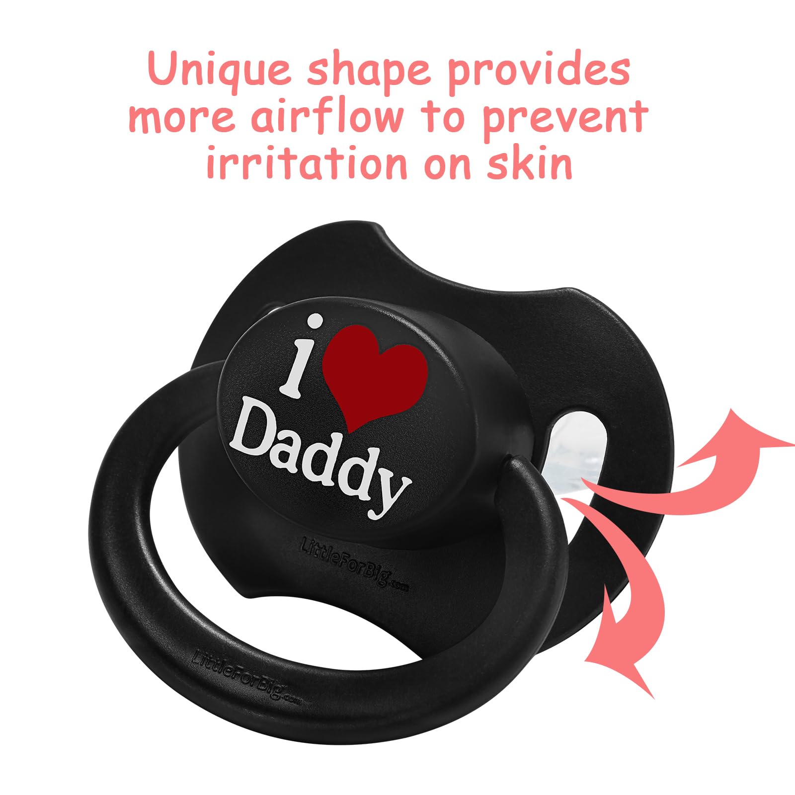 LittleForBig Bigshield Gen-II Adult Sized Printed Pacifier I Love Daddy Pattern Black - Image 8