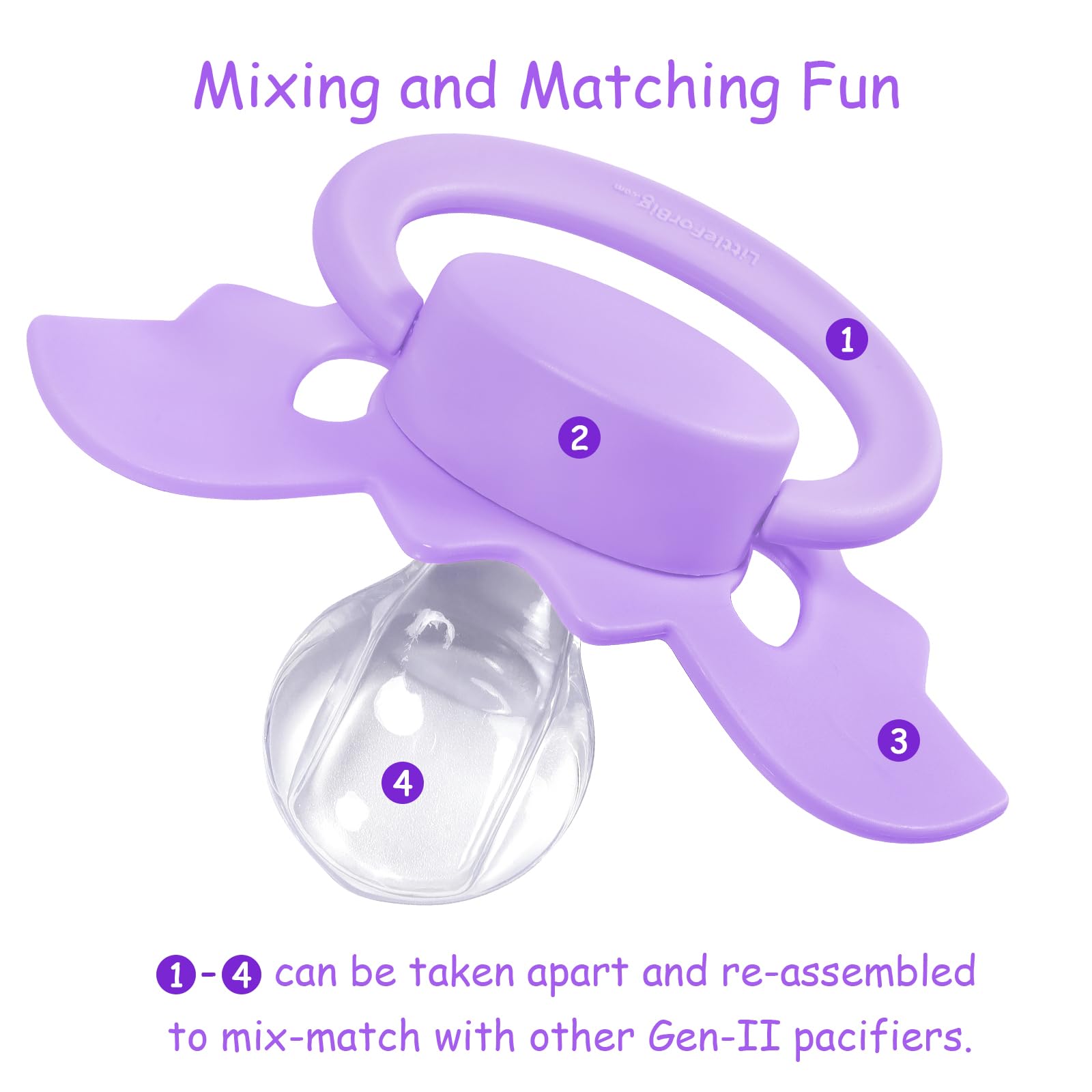 LittleForBig Bigshield Generation-II Adult Sized Pacifier - Baby Bat Pacifier Purple - Image 3