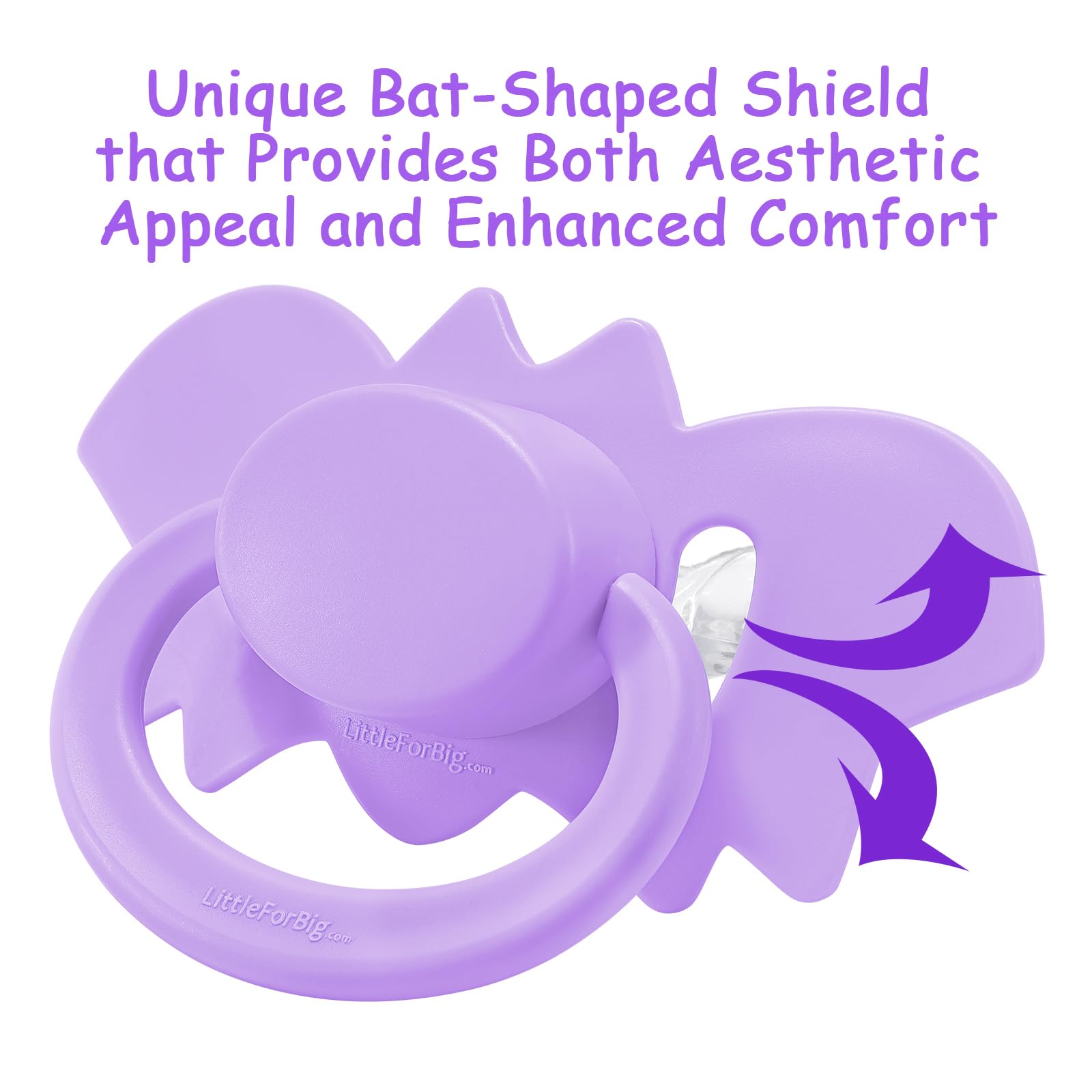 LittleForBig Bigshield Generation-II Adult Sized Pacifier - Baby Bat Pacifier Purple - Image 5
