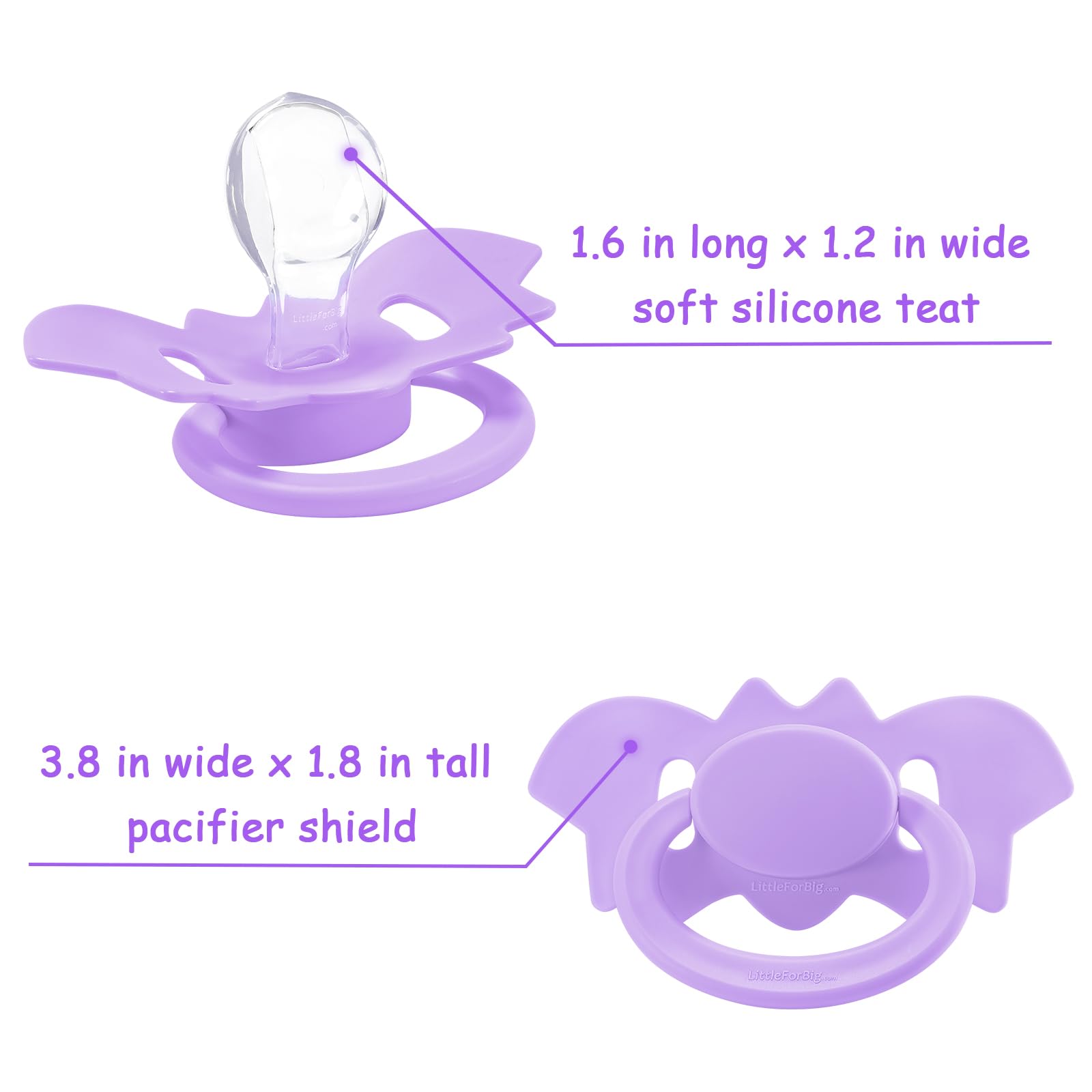 LittleForBig Bigshield Generation-II Adult Sized Pacifier - Baby Bat Pacifier Purple - Image 6