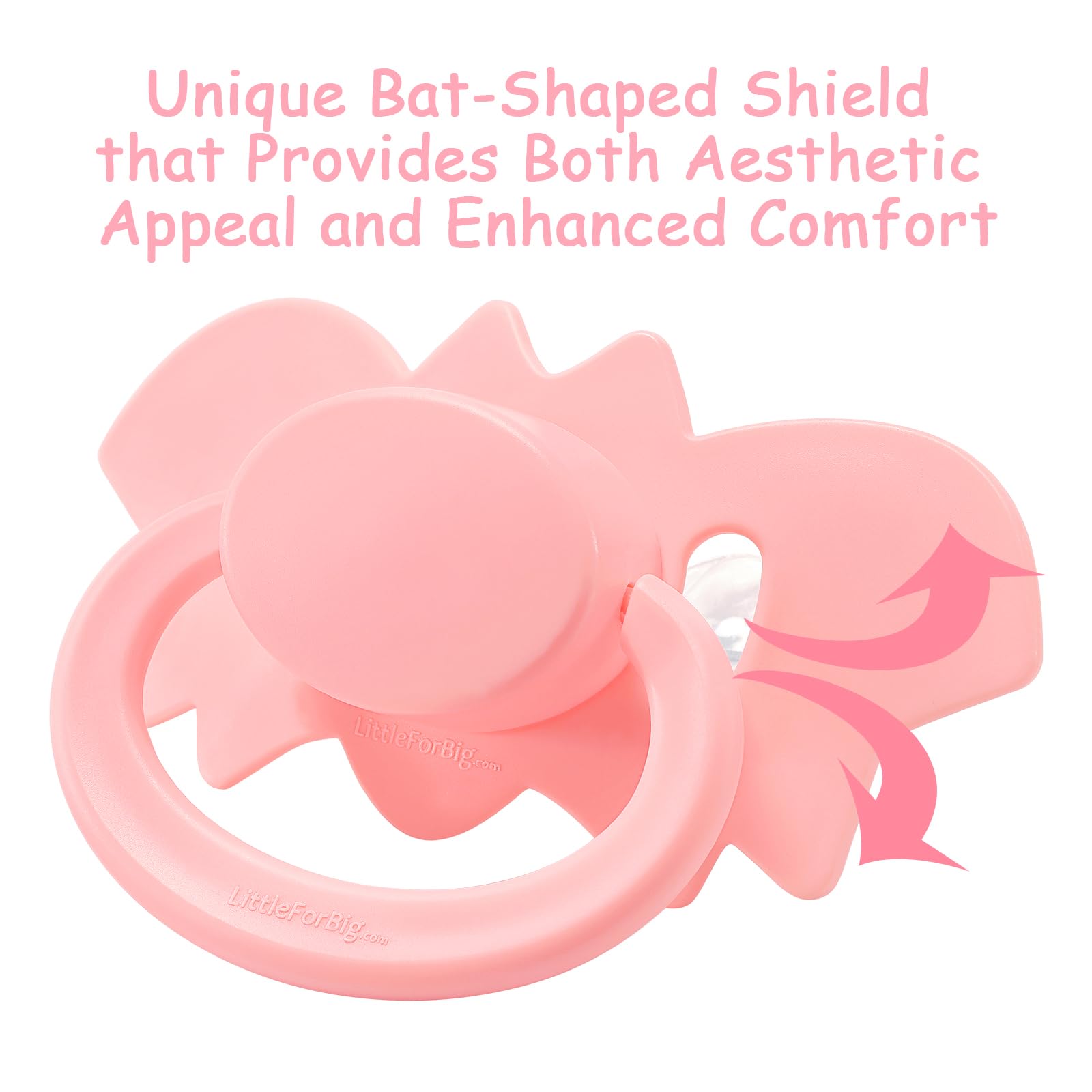 LittleForBig Bigshield Generation-II Adult Sized Pacifier - Baby Bat Pacifier Pink - Image 5
