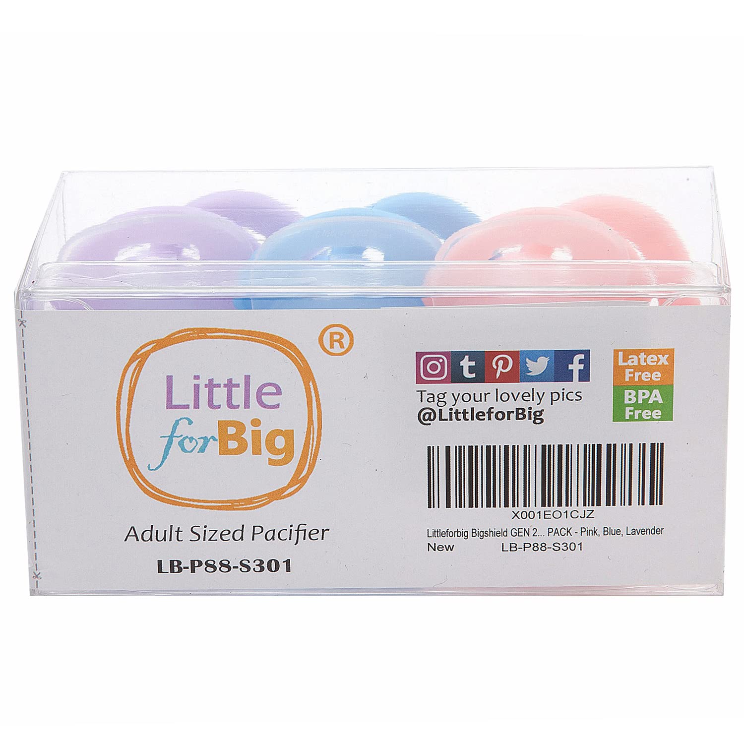 LittleForBig Bigshield Generation-II Big Sized Pacifier 3 Paci Pack - Pink, Blue, Lavender - Image 5