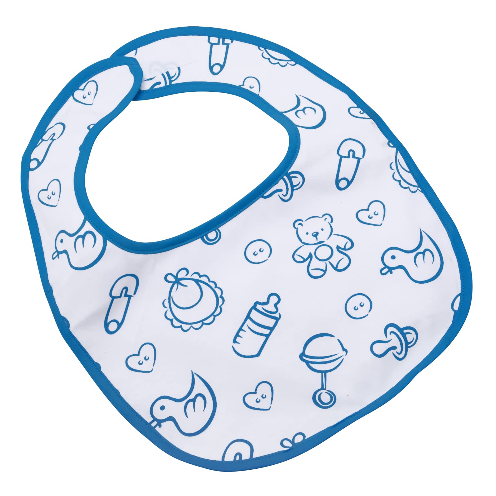Littleforbig Cotton Waterproof Printed Adult Bib with Adjustable Hook-and-Loop Fastener Closure - Nursery Blue Adult Bib - Image 3