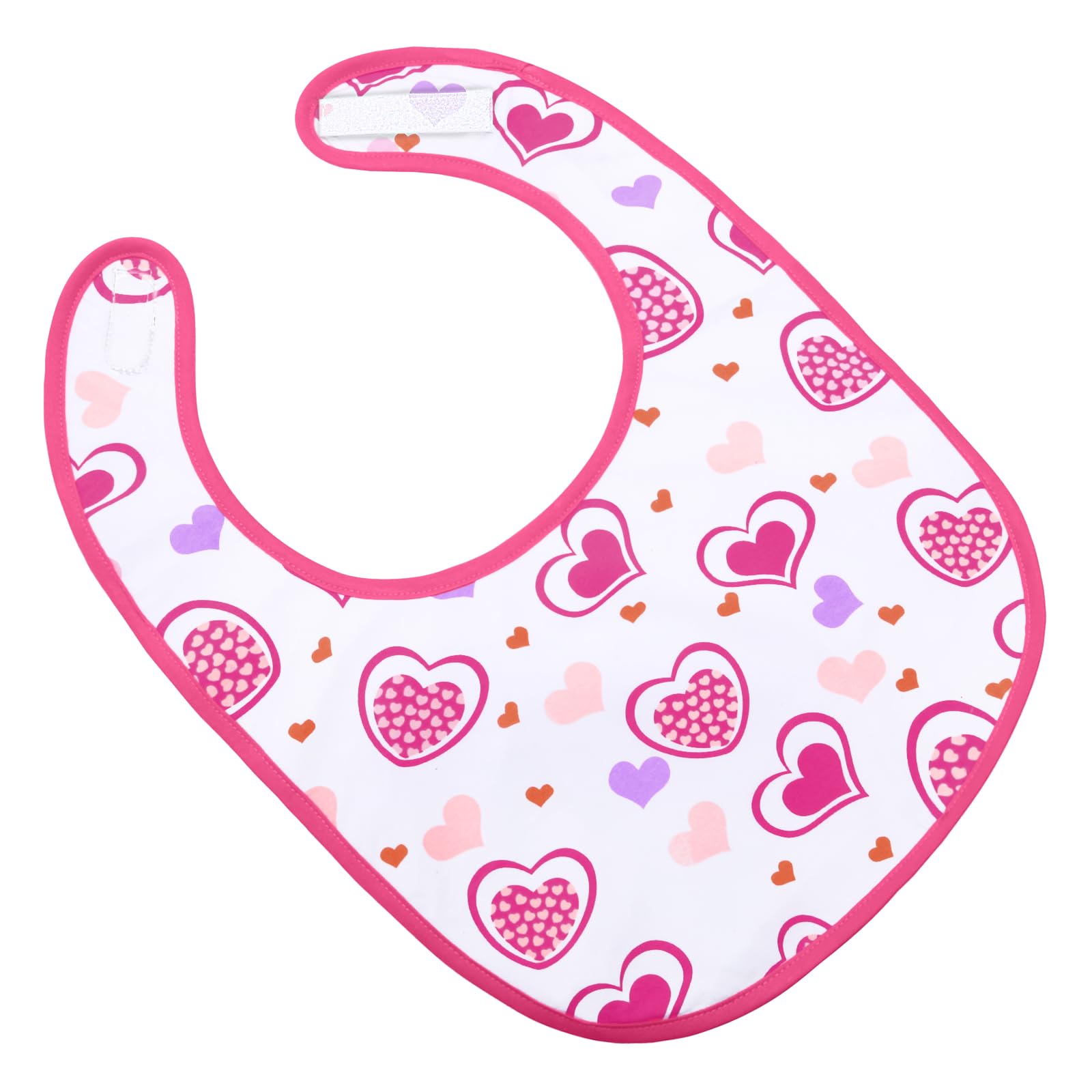 Littleforbig Cotton Waterproof Babydoll Printed Adult Bib with Adjustable Hook-and-Loop Fastener Closure - Princess Hearts Adult Bib - Image 3