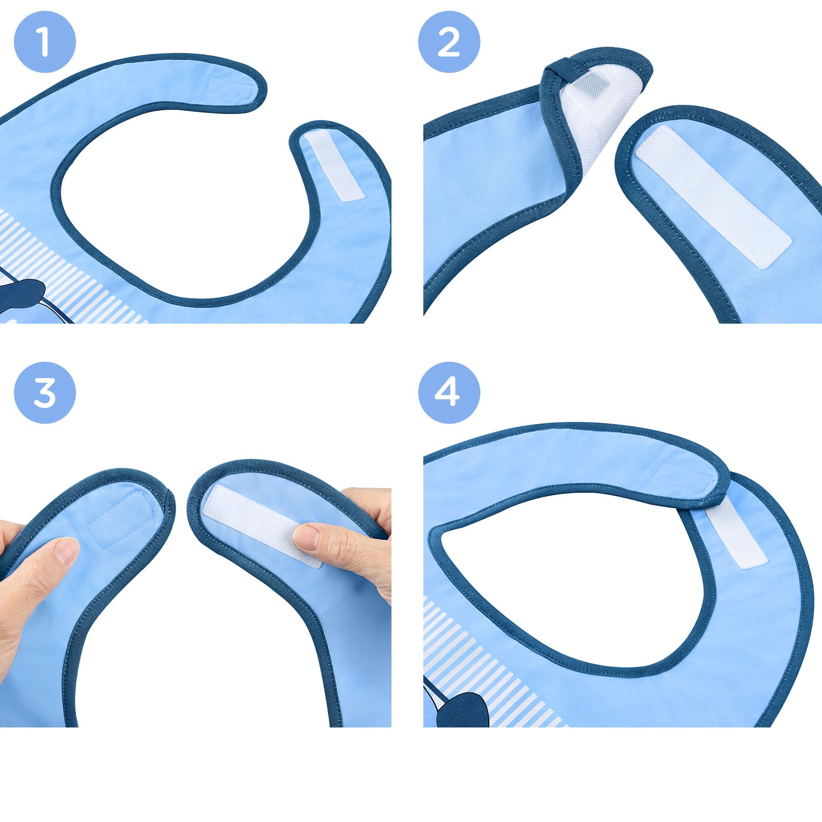 Littleforbig Cotton Waterproof Babydoll Printed Adult Bib with Adjustable Hook-and-Loop Fastener Closure - Little Blue Bib - Image 3