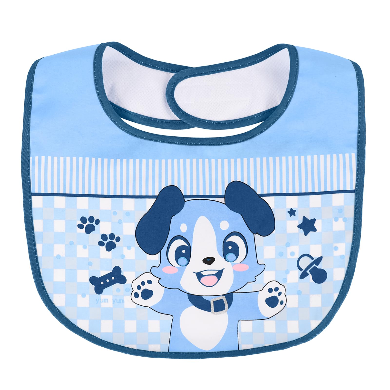 Littleforbig Cotton Waterproof Babydoll Printed Adult Bib with Adjustable Hook-and-Loop Fastener Closure - Little Blue Bib - Image 7