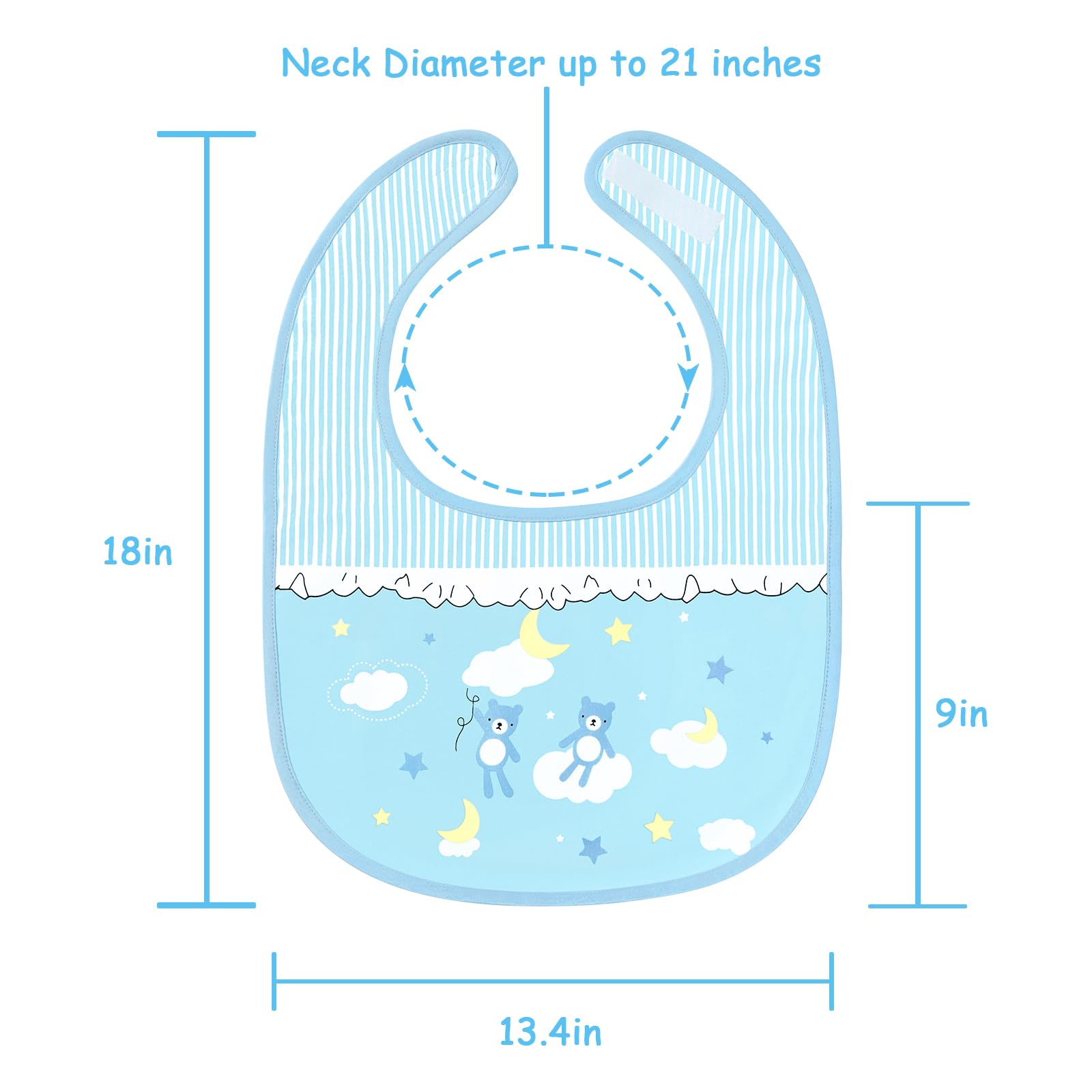 Littleforbig Cotton Waterproof Babydoll Printed Adult Bib with Adjustable Hook-and-Loop Fastener Closure - Little Dreamers Adult Bib - Image 5