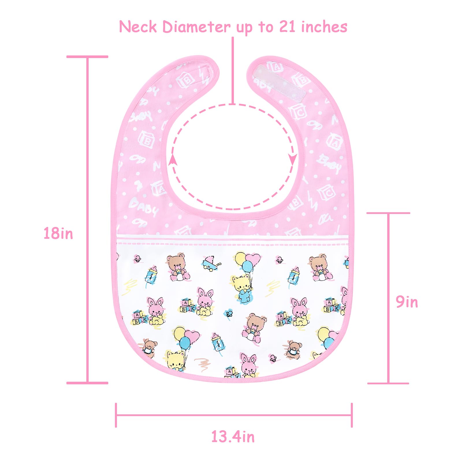 Littleforbig Cotton Waterproof Babydoll Printed Adult Bib with Adjustable Hook-and-Loop Fastener Closure - Baby Cuties Adult Bib - Image 3