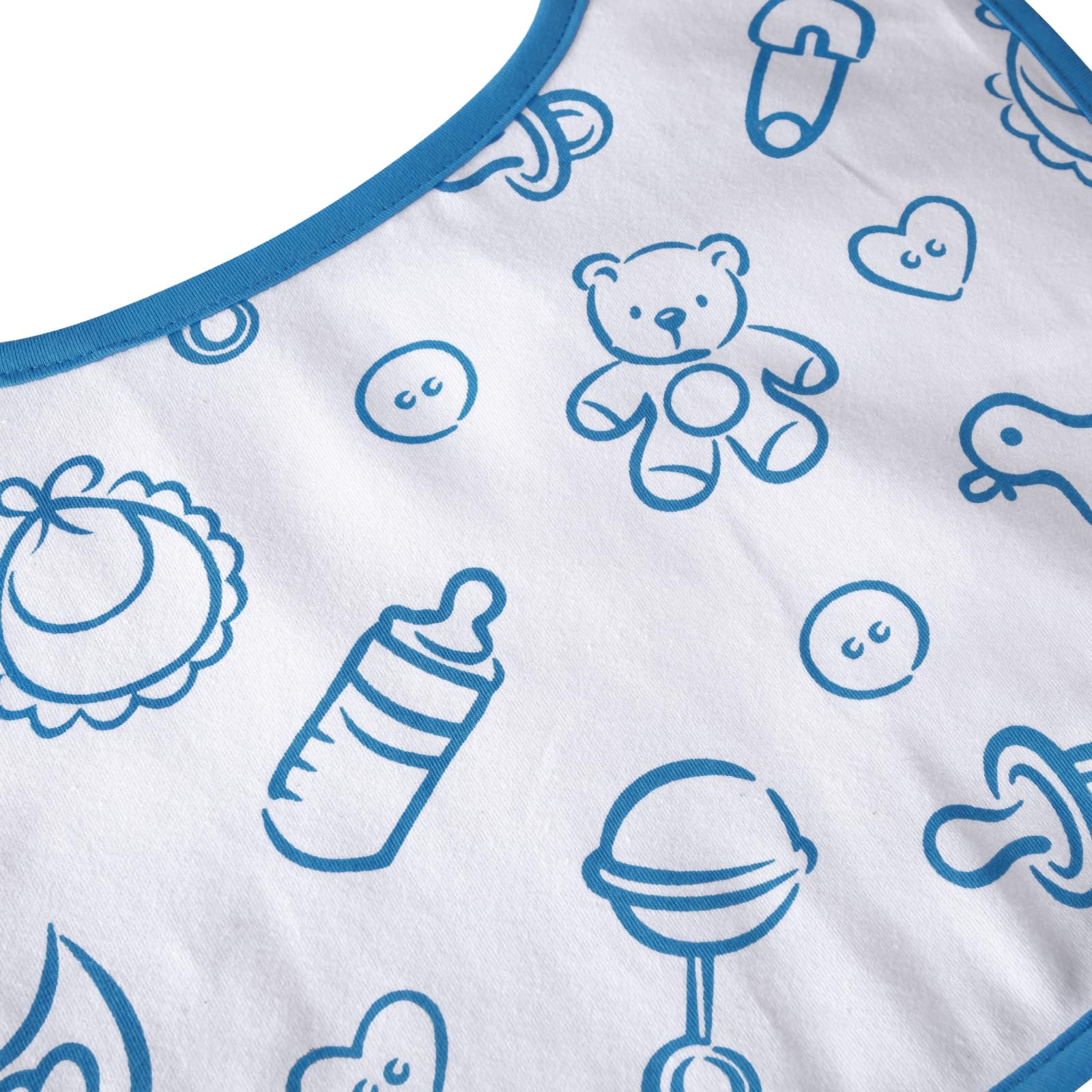 Littleforbig Cotton Waterproof Printed Adult Bib with Adjustable Hook-and-Loop Fastener Closure - Nursery Blue Adult Bib - Image 6