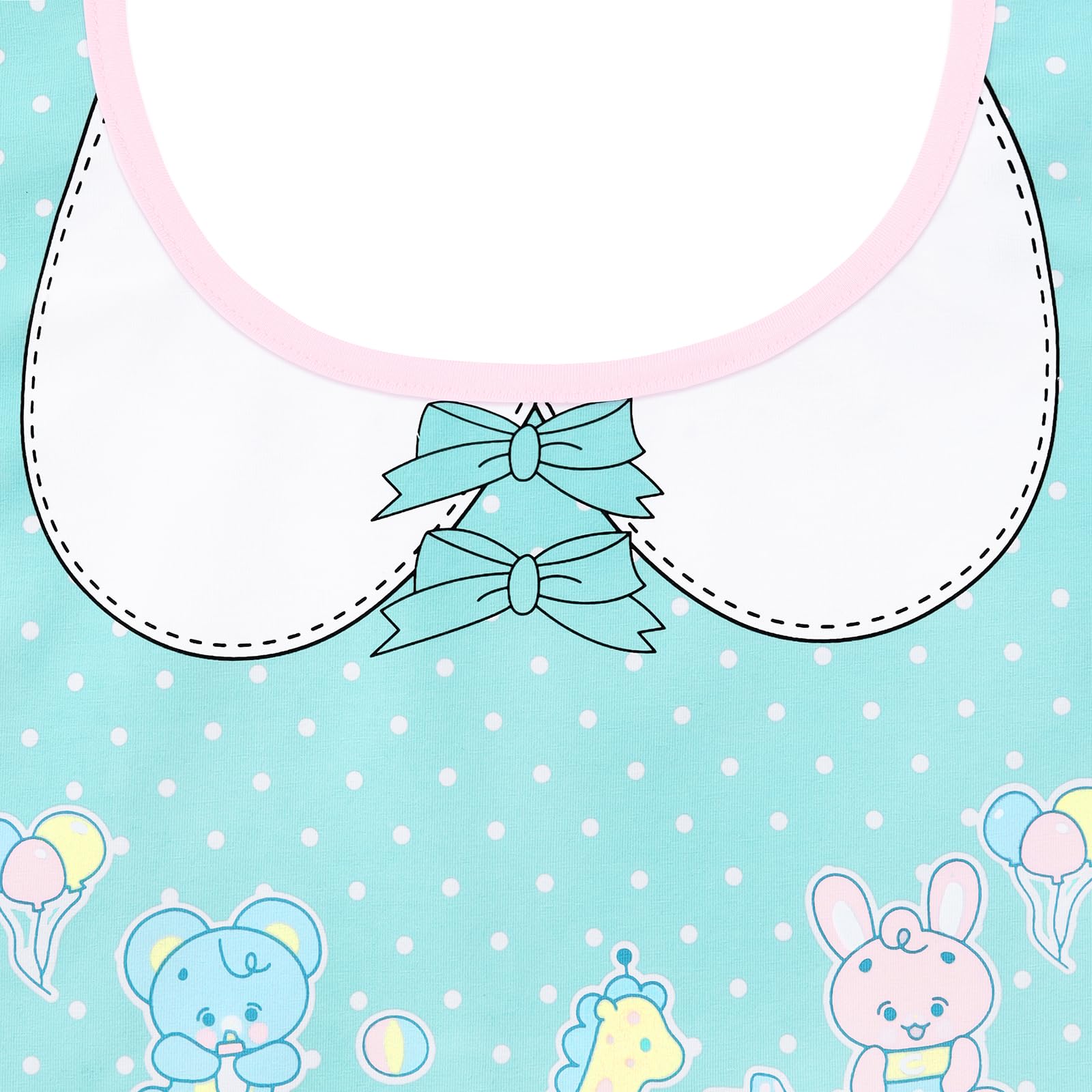 Littleforbig Cotton Waterproof Printed Adult Bib with Adjustable Hook-and-Loop Fastener Closure - Peter Pan Collar Parade Adult Bib - Image 4
