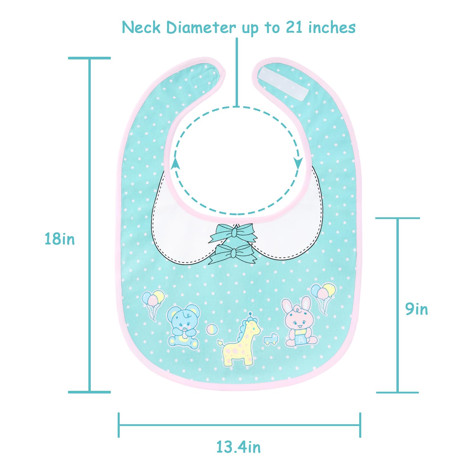 Littleforbig Cotton Waterproof Printed Adult Bib with Adjustable Hook-and-Loop Fastener Closure - Peter Pan Collar Parade Adult Bib - Image 5
