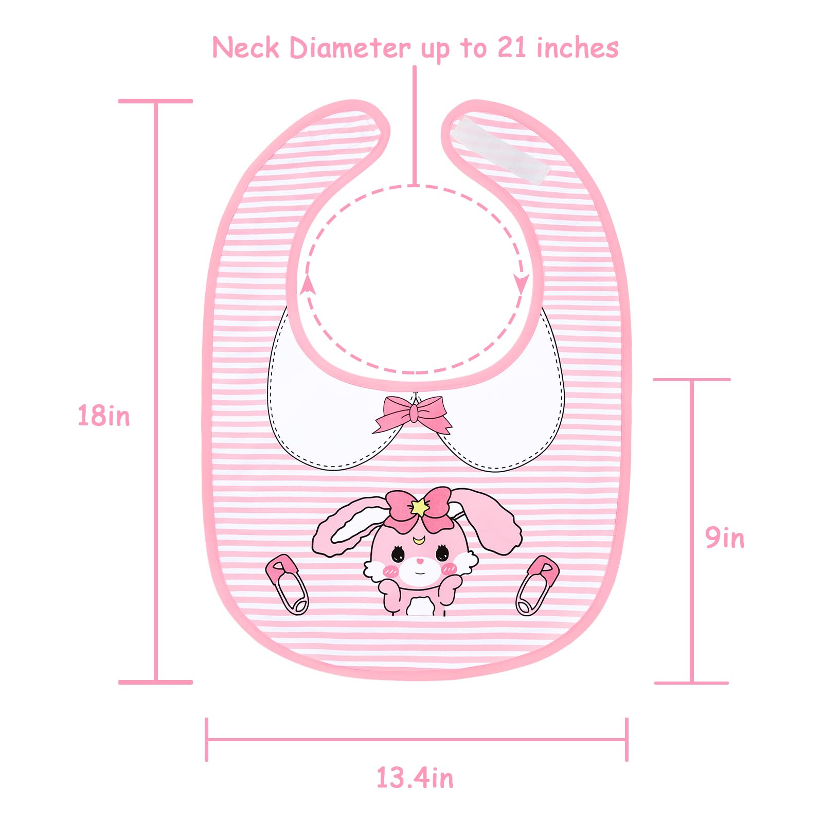 Littleforbig Cotton Waterproof Printed Adult Bib with Adjustable Hook-and-Loop Fastener Closure - Usagi Adult Bib - Image 5