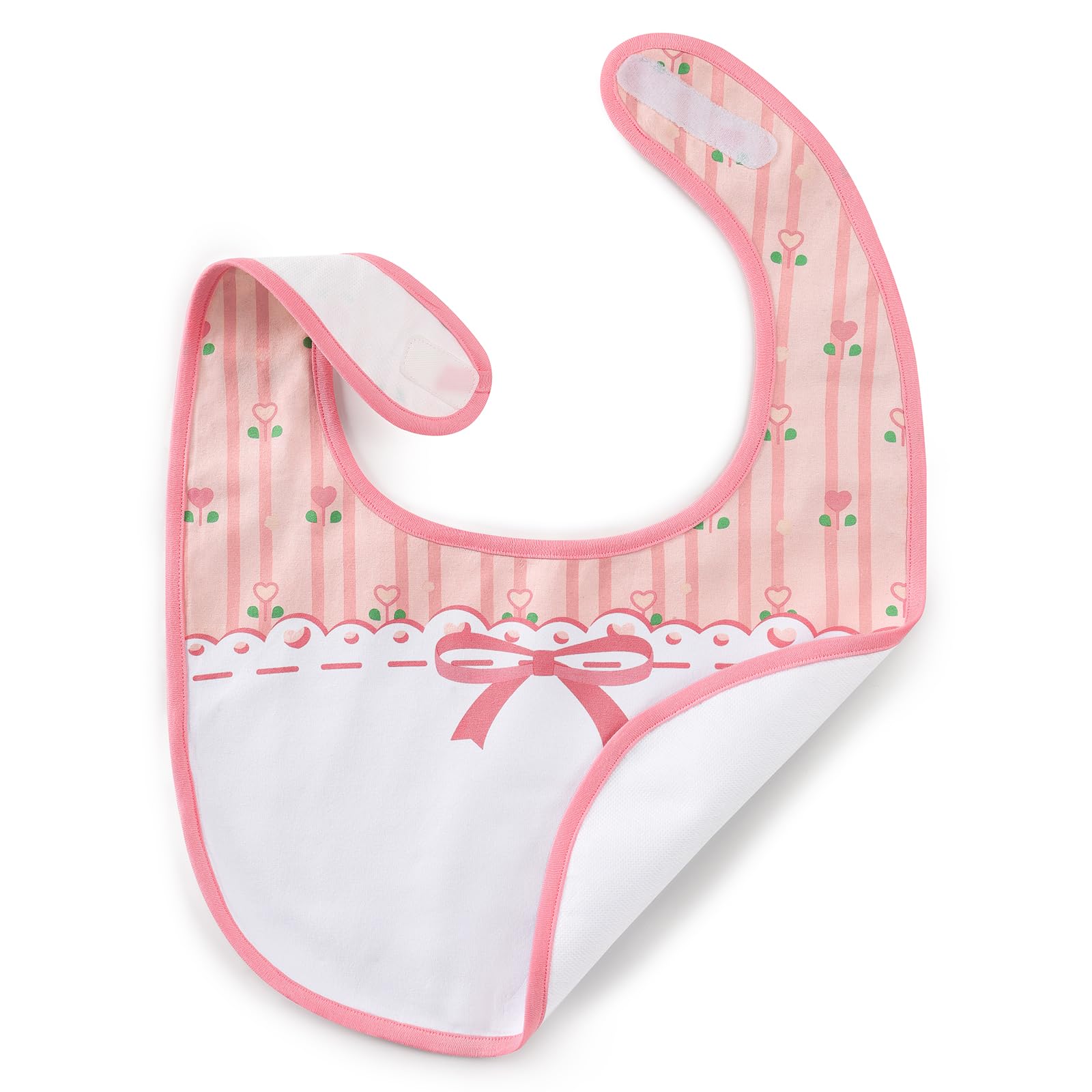 Littleforbig Cotton Waterproof Printed Pink Floral Adult Bib with Adjustable Hook-and-Loop Fastener Closure - Image 6