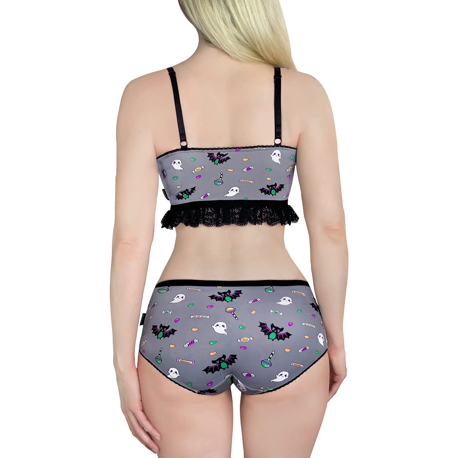 Littleforbig Lacy Trim Women Nightwear Strap Sleepwear Cami Top Shorts Lingerie bralette loungewear Set - Sugar Bat - Image 3