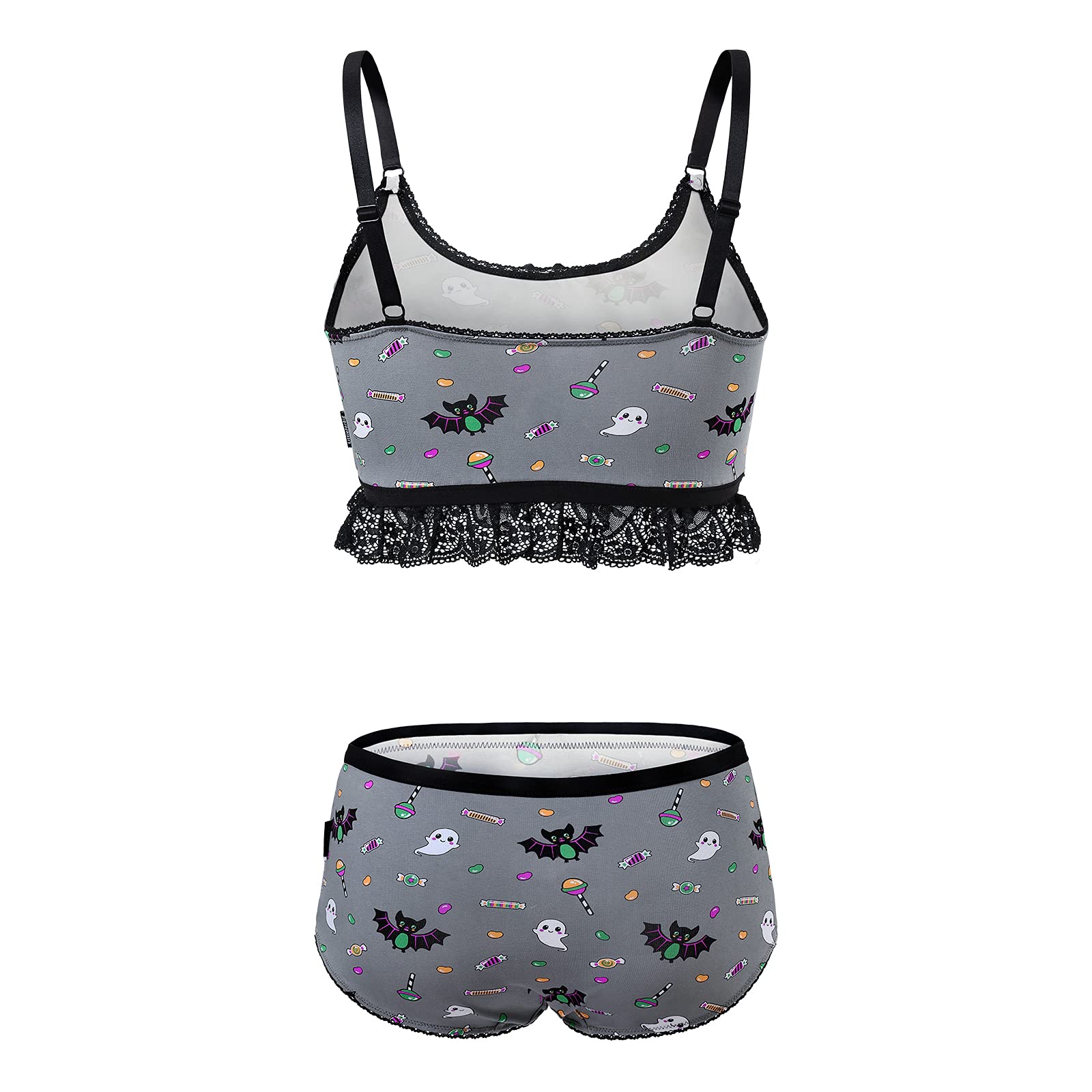 Littleforbig Lacy Trim Women Nightwear Strap Sleepwear Cami Top Shorts Lingerie bralette loungewear Set - Sugar Bat - Image 7