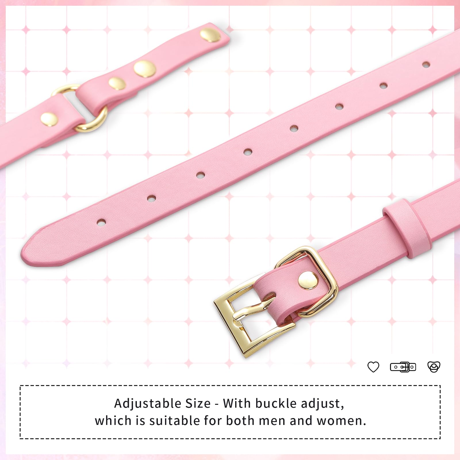 Littleforbig Leather Adjustable Strap Gen II Pacifier & Gag Set Pink - Image 4