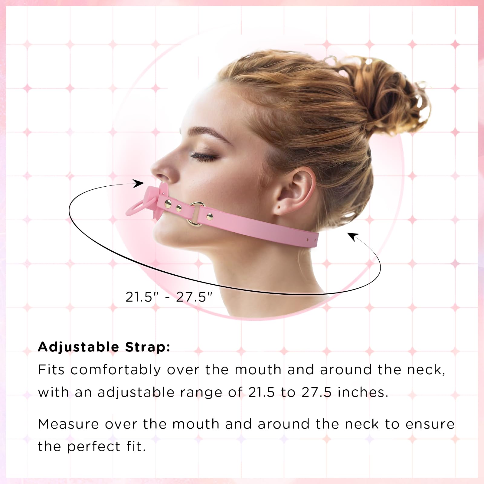 Littleforbig Leather Adjustable Strap Gen II Pacifier & Gag Set Pink - Image 6