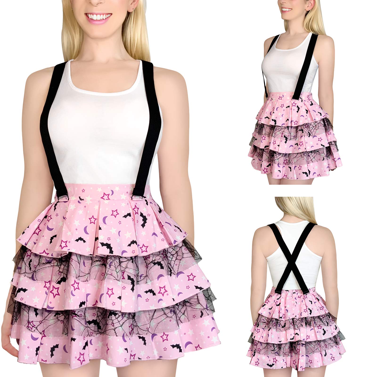 Littleforbig Pleated Overall Ruffle Tiered Skirt Romper - Goth Princess Jumper Skirt - Image 3