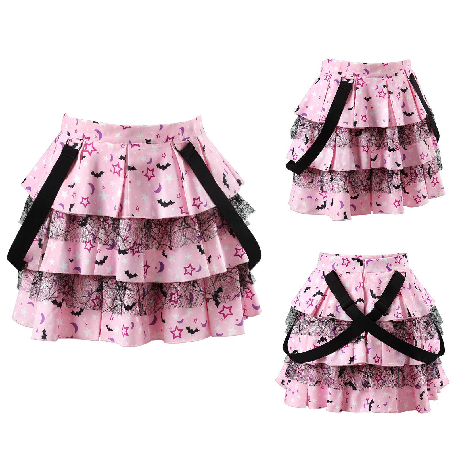 Littleforbig Pleated Overall Ruffle Tiered Skirt Romper - Goth Princess Jumper Skirt - Image 5