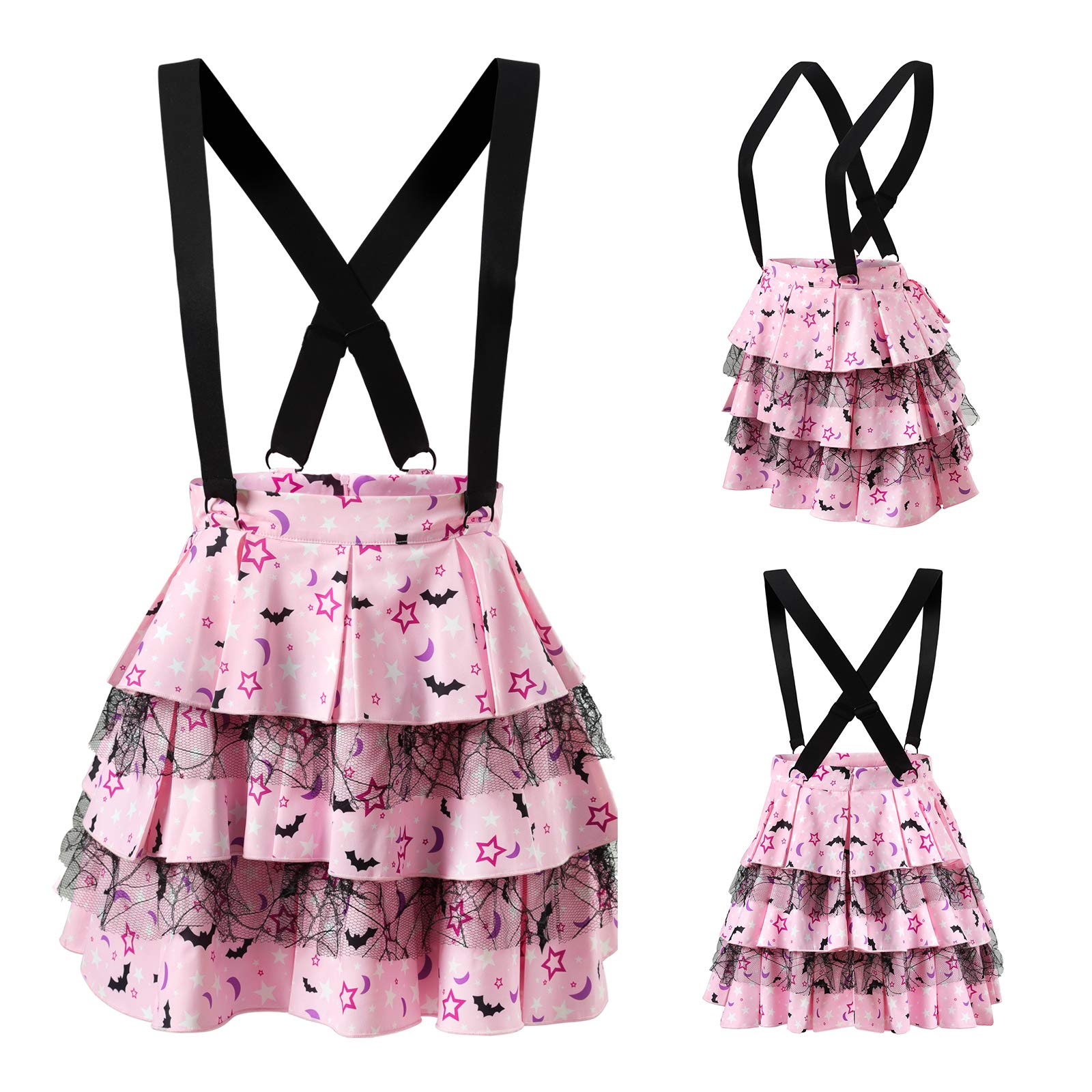 Littleforbig Pleated Overall Ruffle Tiered Skirt Romper - Goth Princess Jumper Skirt - Image 6