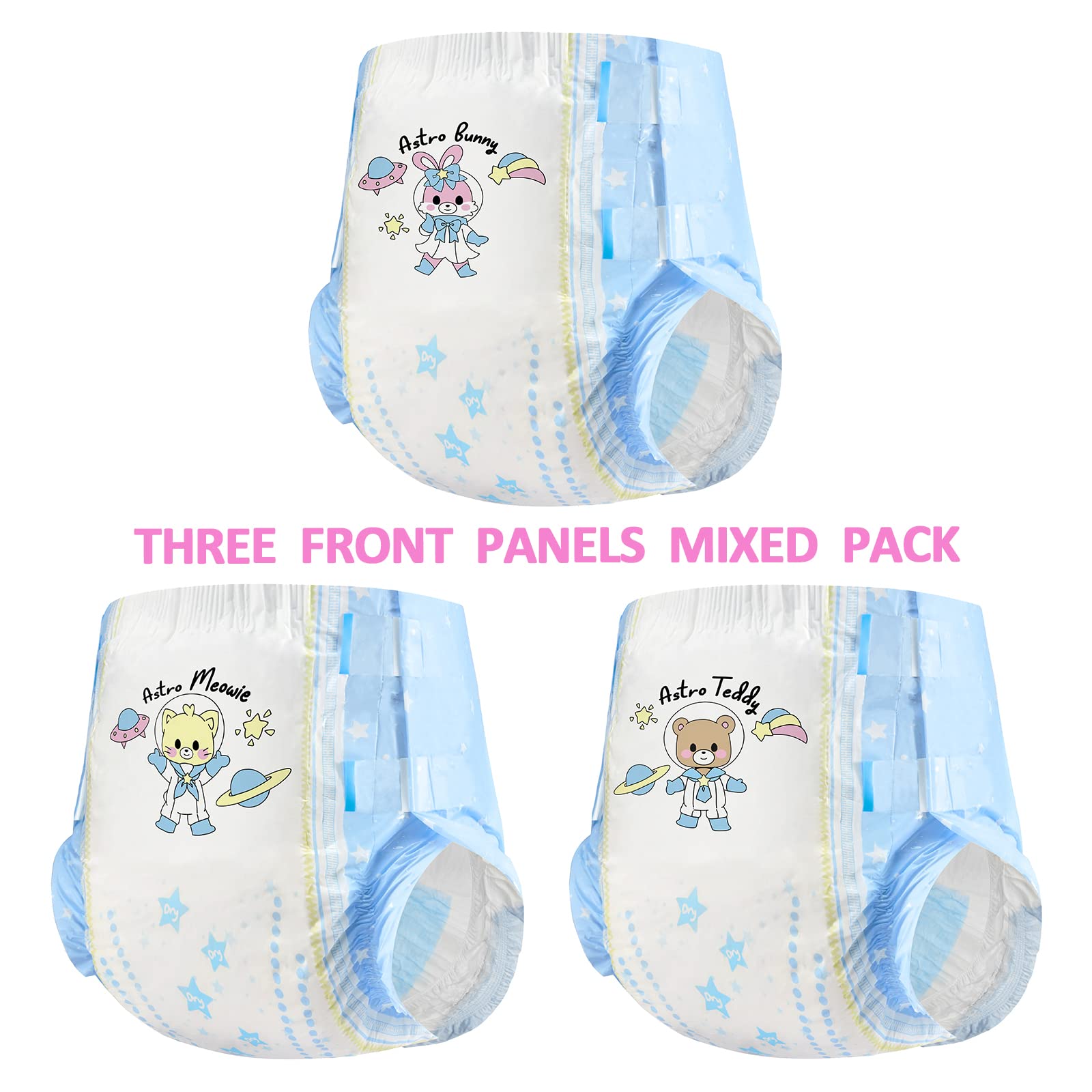 Littleforbig Printed Adult Brief Diapers 10 Pieces - Astro Babies (Medium 28"-38") - Image 3
