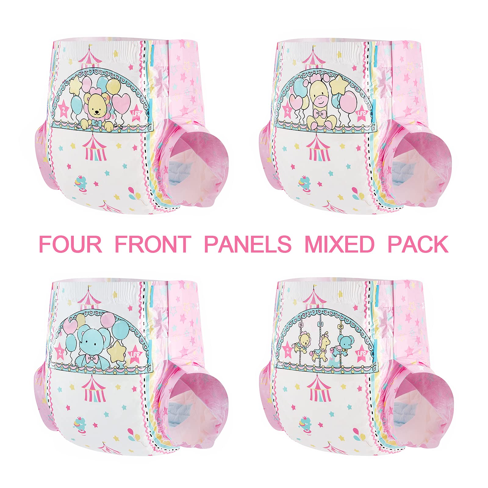 Littleforbig Printed Diaper 40 Pieces (4 Packs) - Little Circus(M) - Image 3