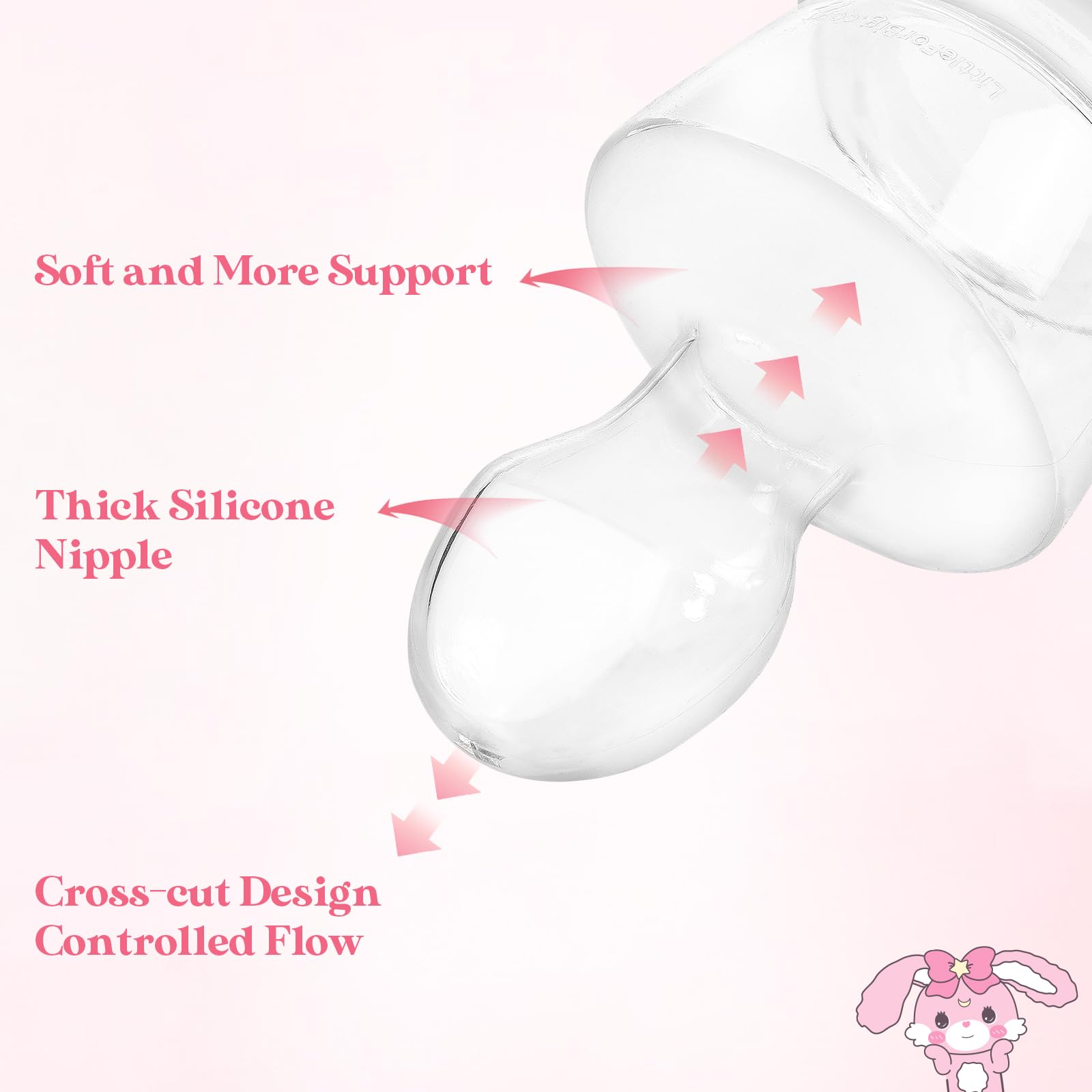 LittleForBig Silicone Soft Touch Adult Ultra Bottle Nipple Wide Mouth Bottle Replacement Teat - Image 4