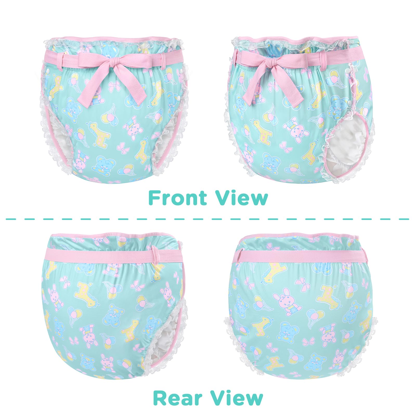 Littleforbig Silky Adult Ribbon Omutsu Diaper Wrap Cover Adjustable Reusable Waterproof - Baby Parade Repeating Pattern - Image 5
