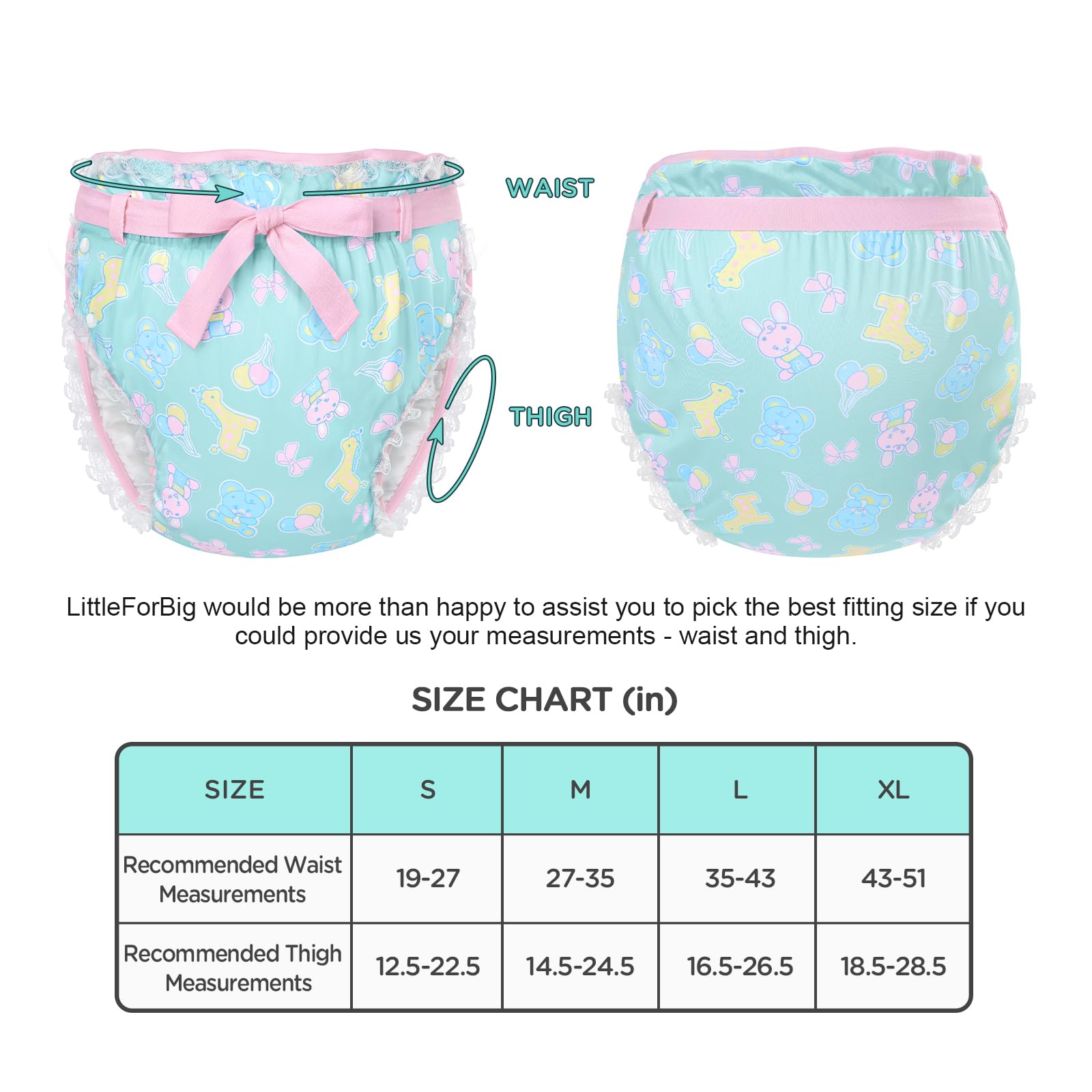 Littleforbig Silky Adult Ribbon Omutsu Diaper Wrap Cover Adjustable Reusable Waterproof - Baby Parade Repeating Pattern - Image 6