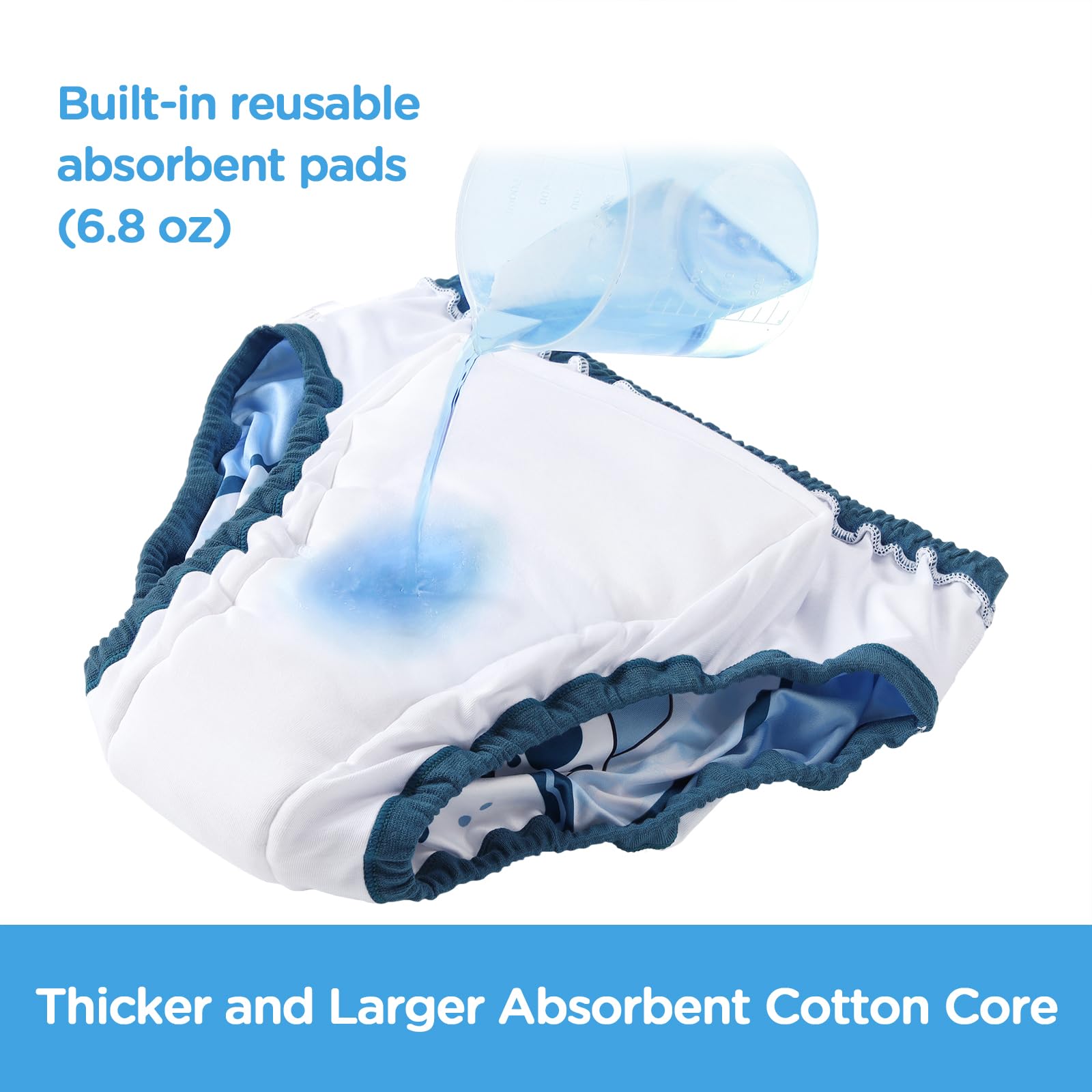 Littleforbig Soft Silky Underwear Comfortable Washable Reusable Adult Training Pants - Little Blue - Image 4