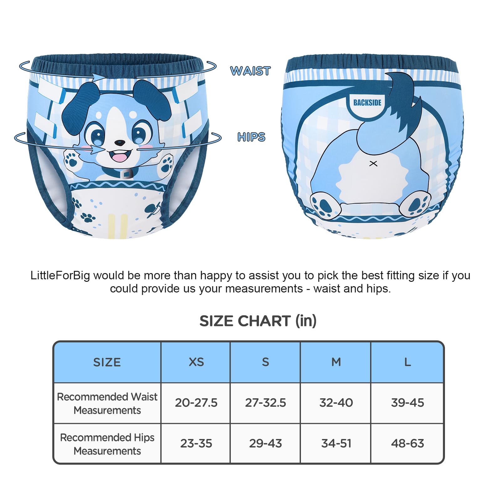 Littleforbig Soft Silky Underwear Comfortable Washable Reusable Adult Training Pants - Little Blue - Image 5