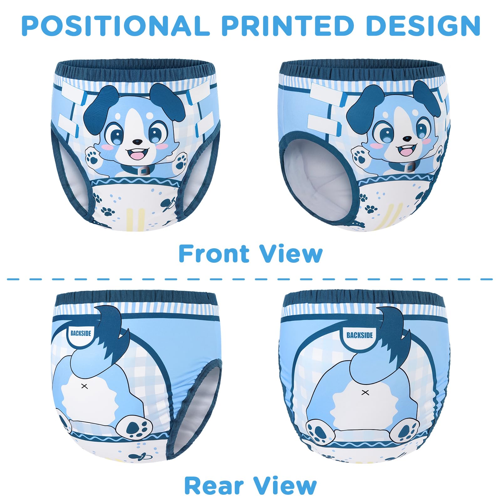 Littleforbig Soft Silky Underwear Comfortable Washable Reusable Adult Training Pants - Little Blue - Image 6