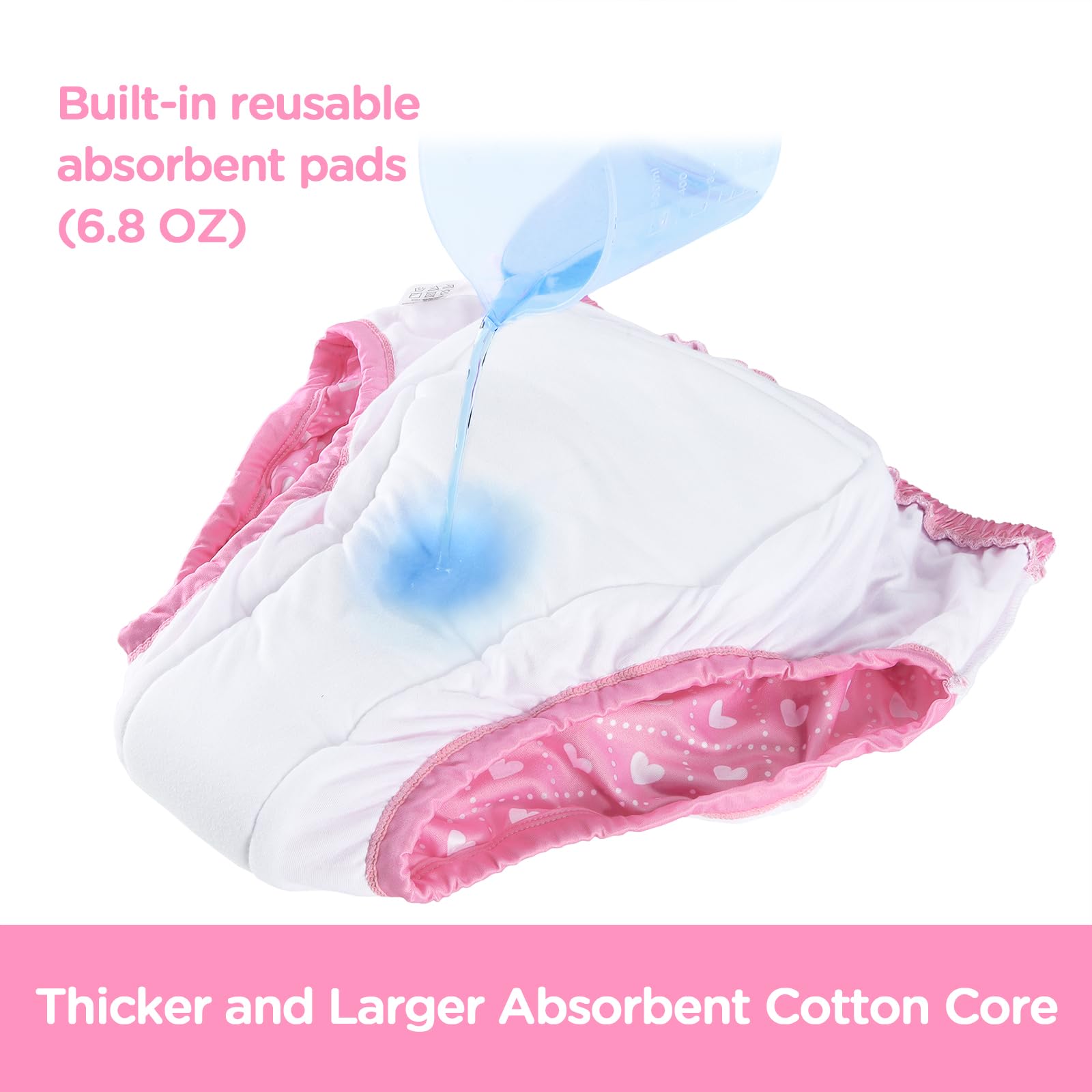 Littleforbig Soft Silky Underwear Comfortable Washable Reusable Adult Training Pants - Blushing Baby - Image 3