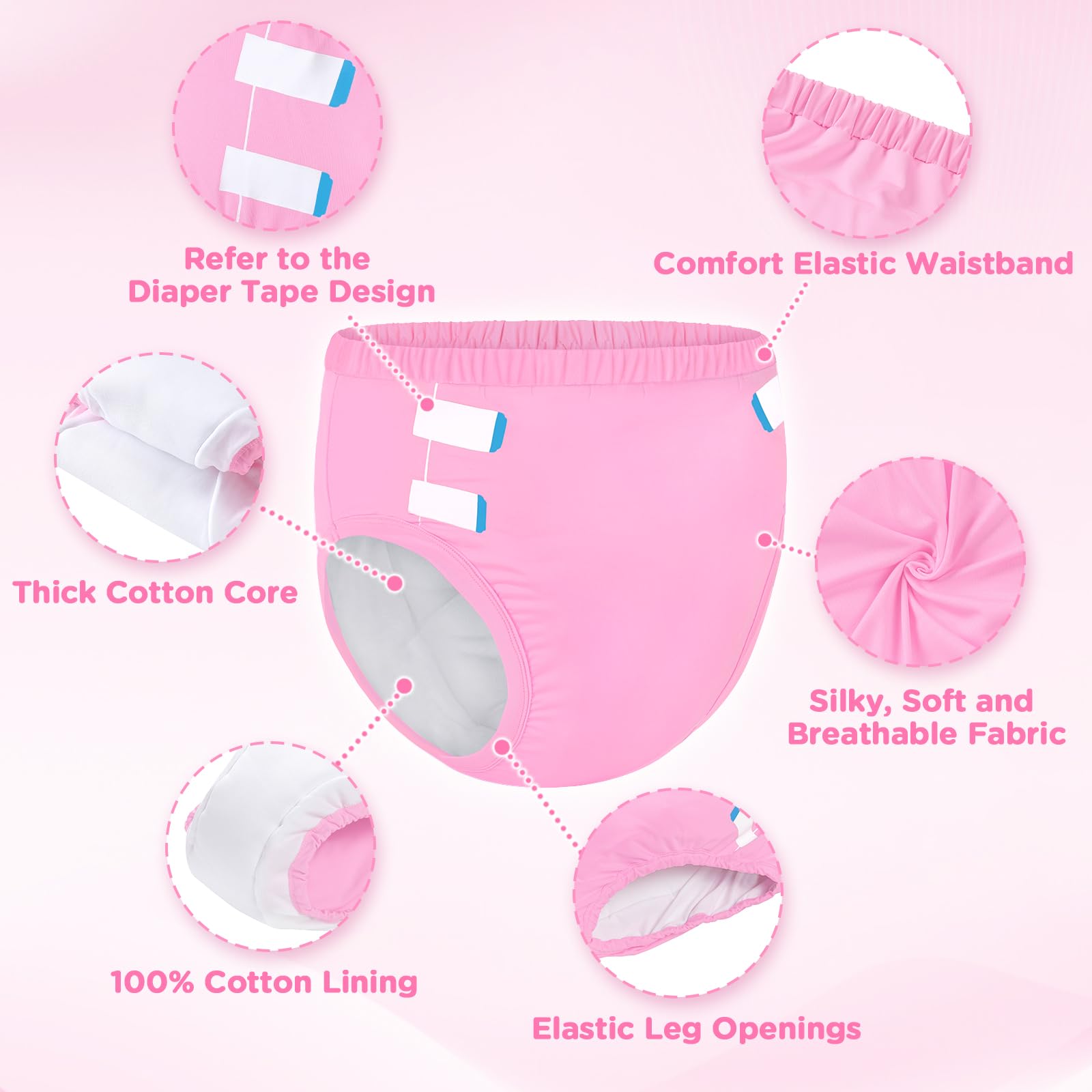 Littleforbig Soft Silky Underwear Comfortable Washable Reusable Primary Comfort Cloth Adult Training Pants - Image 3
