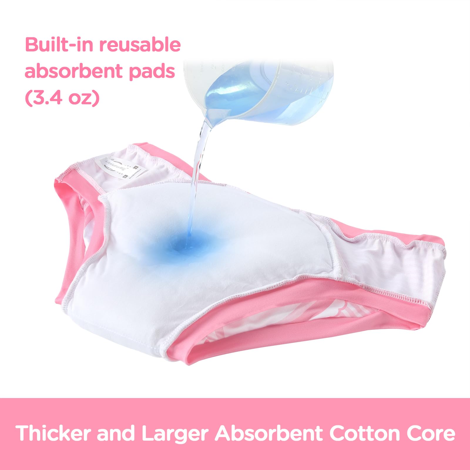 Littleforbig Soft Silky Underwear Comfortable Washable Reusable Waterproof Adult Briefs Training Pants - Baby Usagi M - Image 4