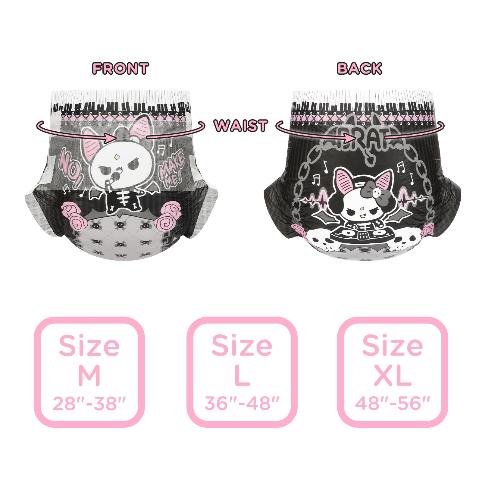 Littleforbig Ultra Absorbent 7000 mL Printed Diaper 2 Pieces - Goth Brat (Large 36"-48") - Image 4