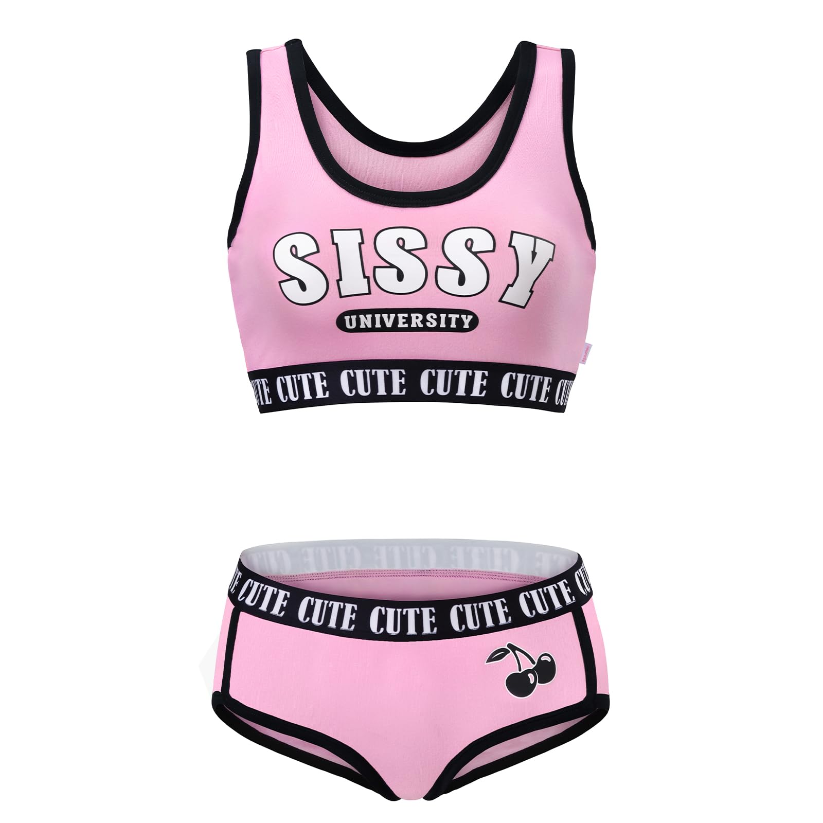 Littleforbig Unisex Cotton Camisole and Panties Sports Loungewear Bralette Set – Sissy University Bralette Set Magenta - Image 5