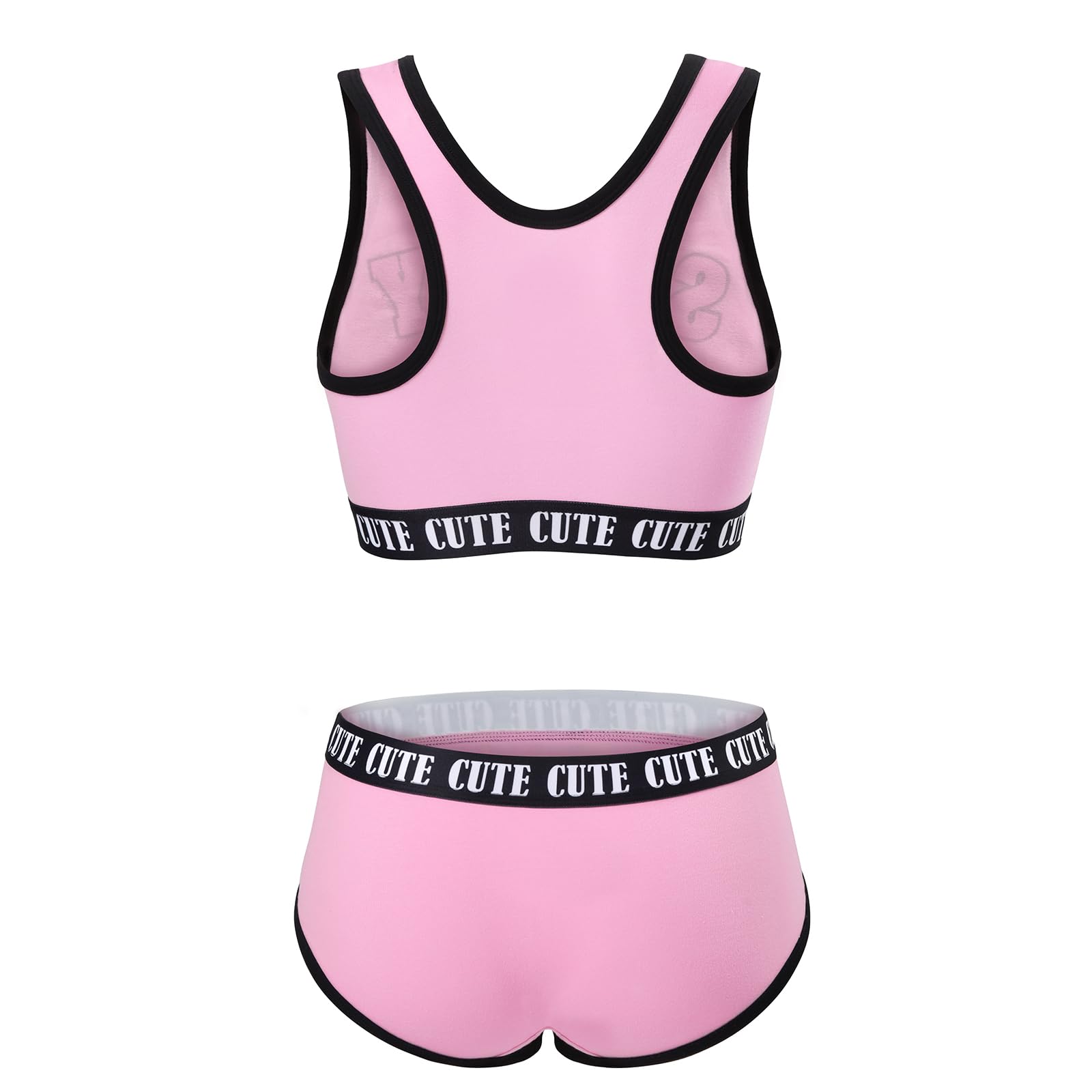 Littleforbig Unisex Cotton Camisole and Panties Sports Loungewear Bralette Set – Sissy University Bralette Set Magenta - Image 7