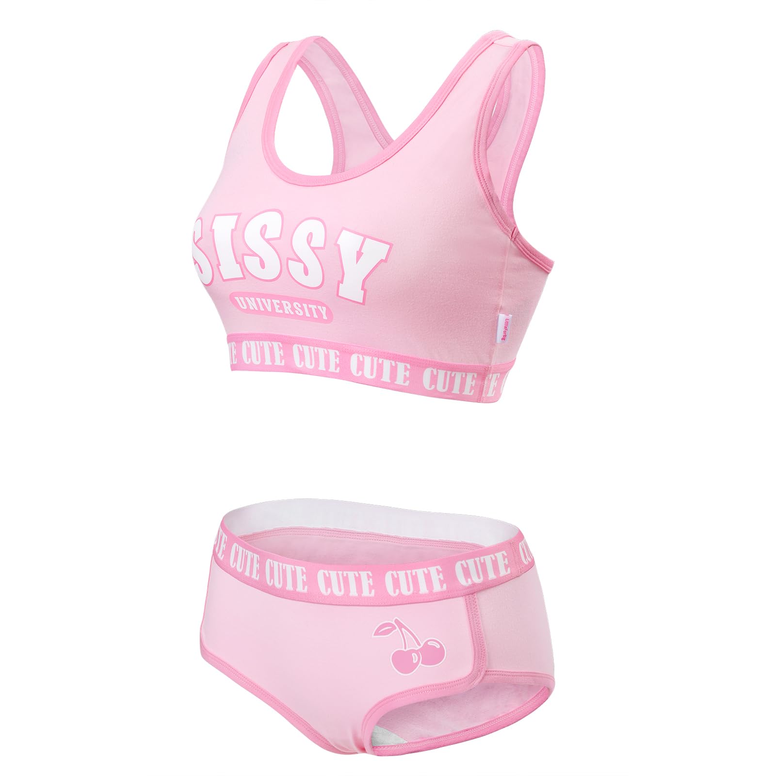 Littleforbig Unisex Cotton Camisole and Panties Sports Loungewear Sissy University Bralette Set - Image 5